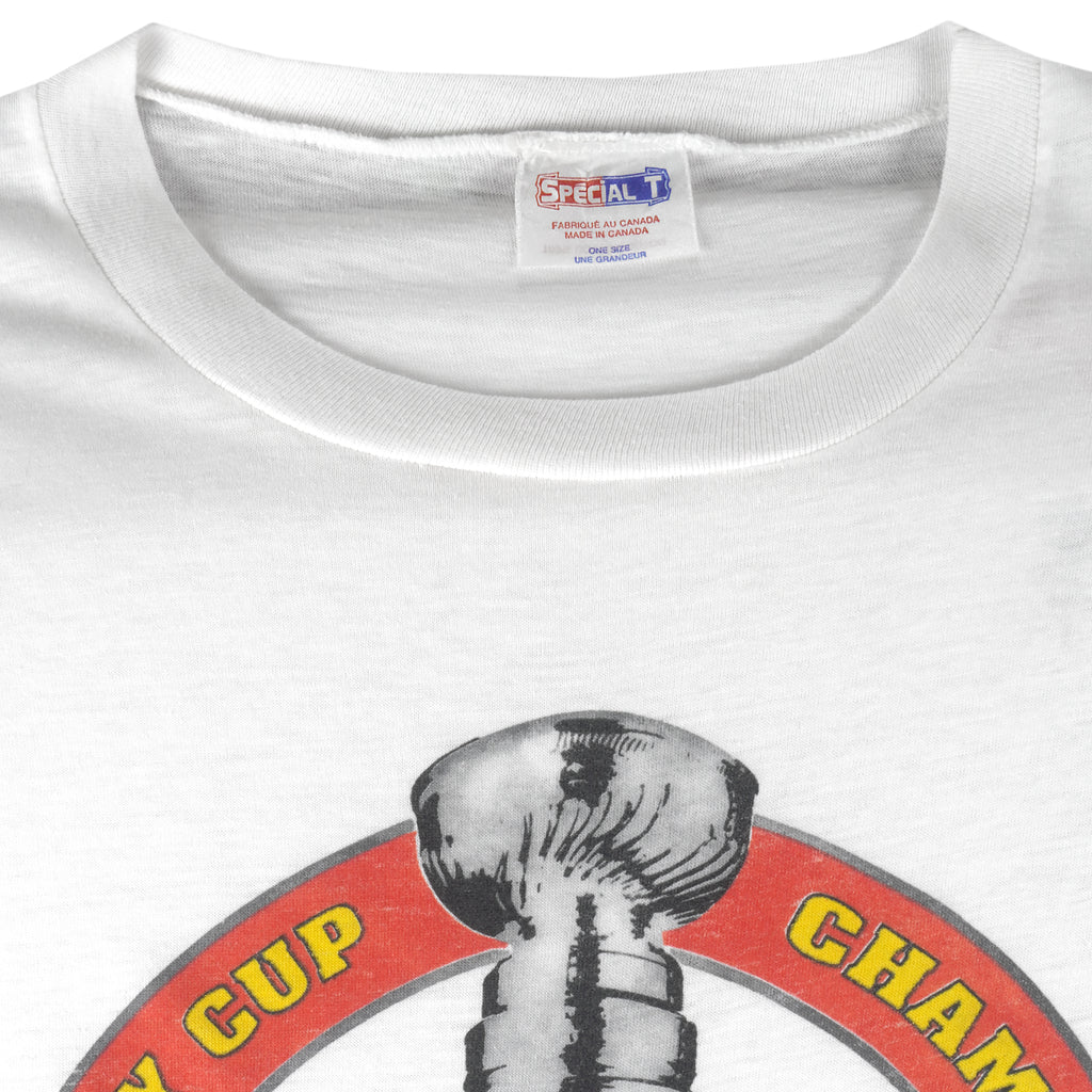 NHL (Special) - Calgary Flames Stanley Cup Champions T-Shirt 1989 Large Vintage Retro Hockey