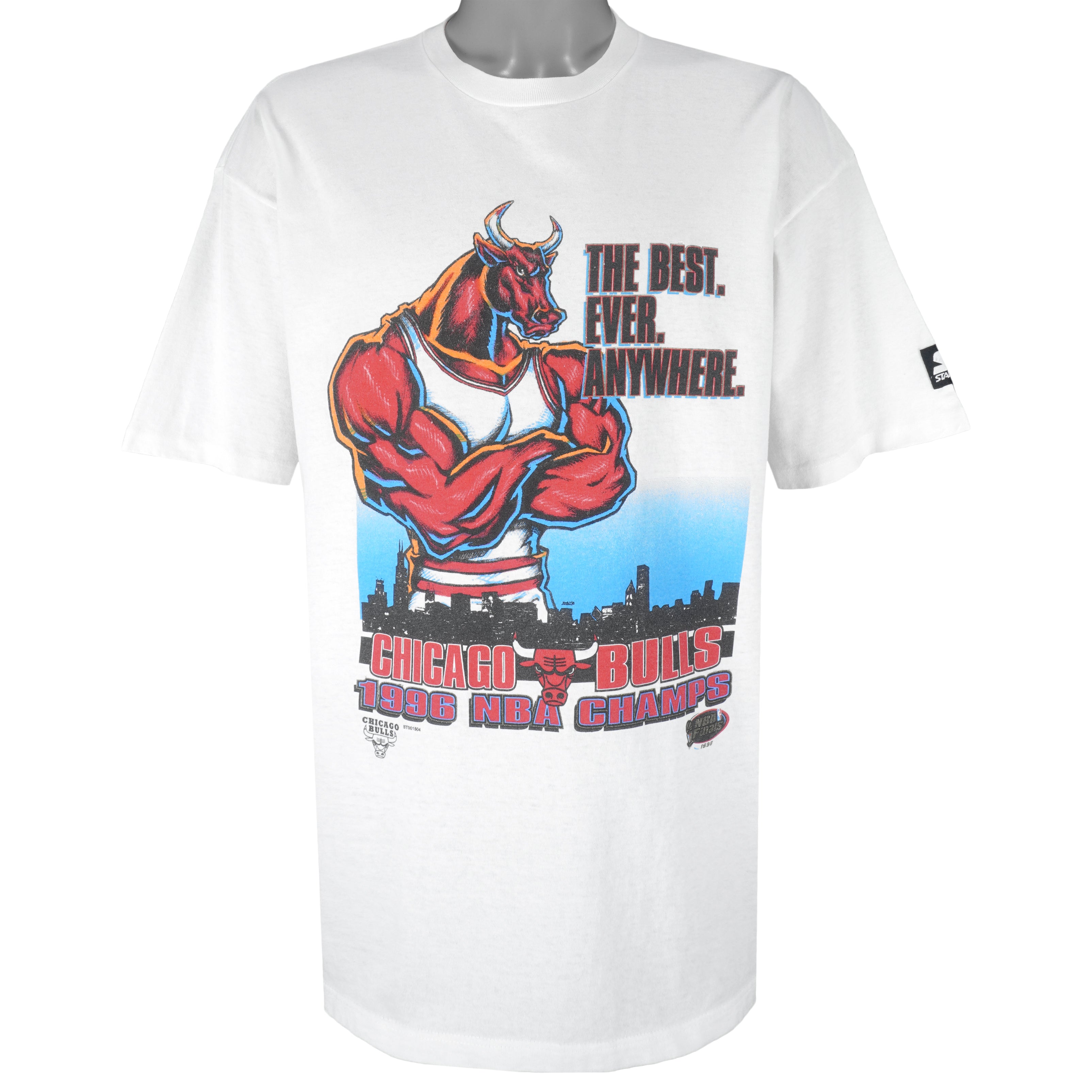 Starter - Chicago Bulls The Best Ever Anywhere Single Stitch T-Shirt 1996 X-Large Vintage Retro Basketball