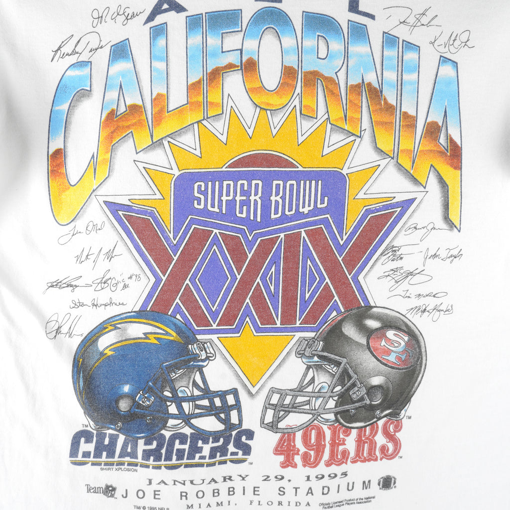NFL - Super Bowl 26th 49ers VS Chargers Single Stitch T-Shirt 1995 Large Vintage Retro Football
