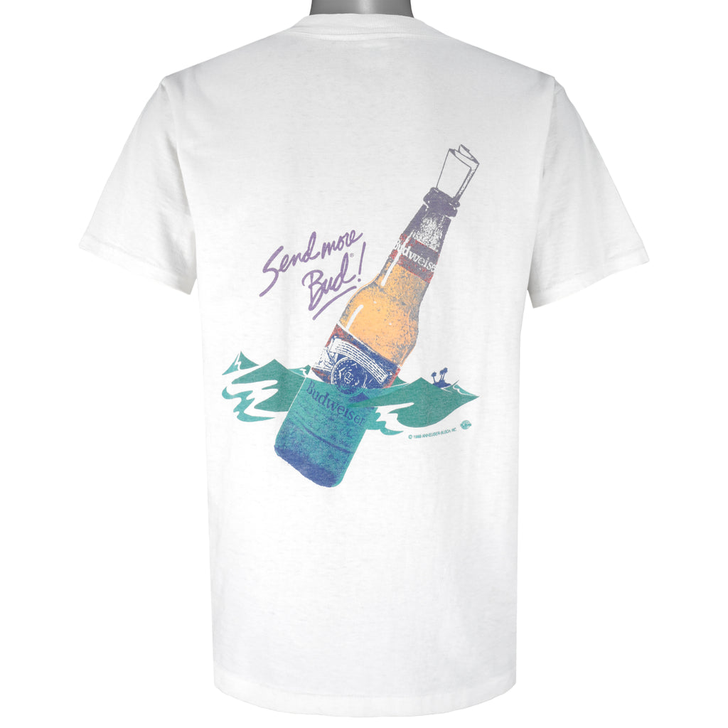Budweiser (Alore) - Send More Bud Single Stitch T-Shirt 1990s Large Vintage Retro
