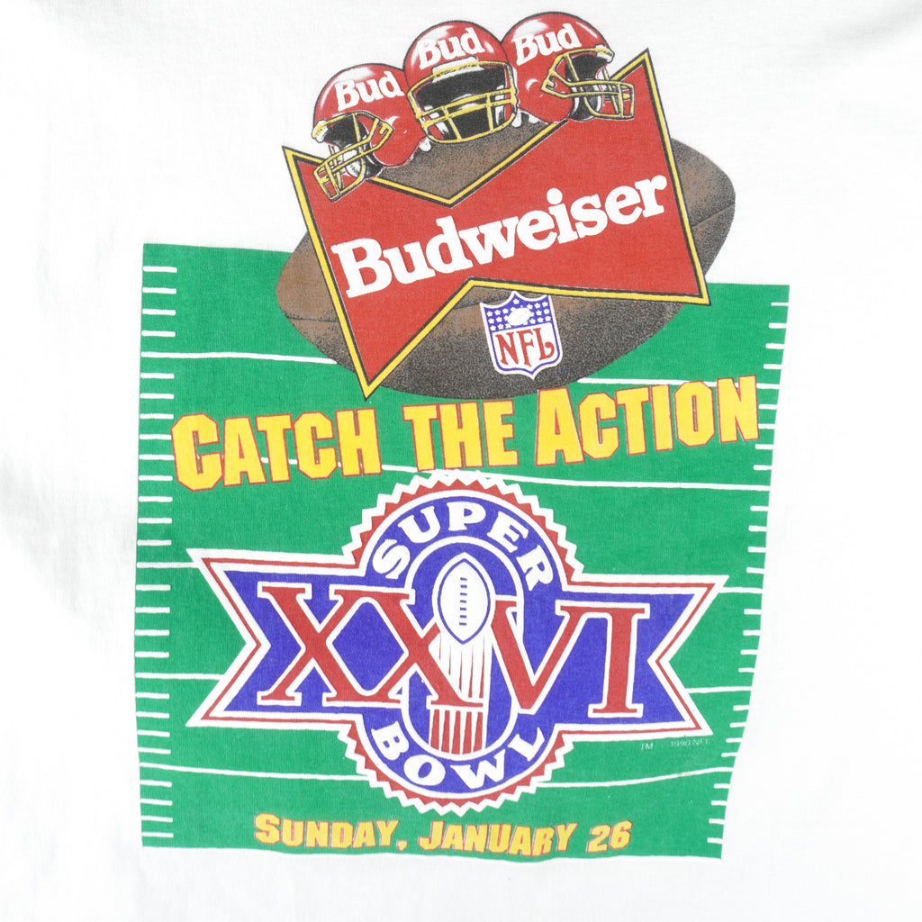 NFL (Waves) - Budweiser Super Bowl XXVI T-Shirt 1990 Large Vintage Football
