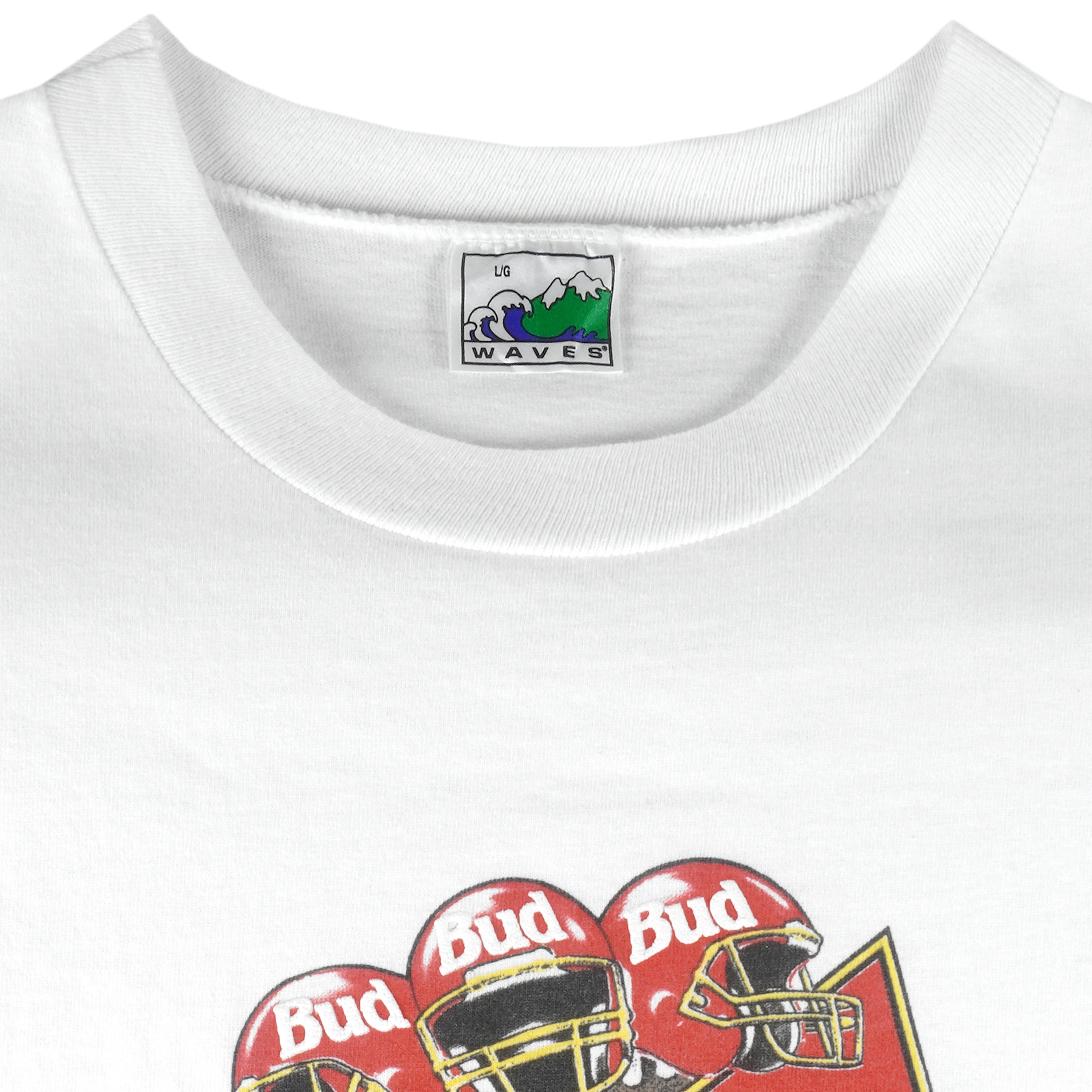 NFL (Waves) - Budweiser Super Bowl XXVI T-Shirt 1990 Large Vintage Football
