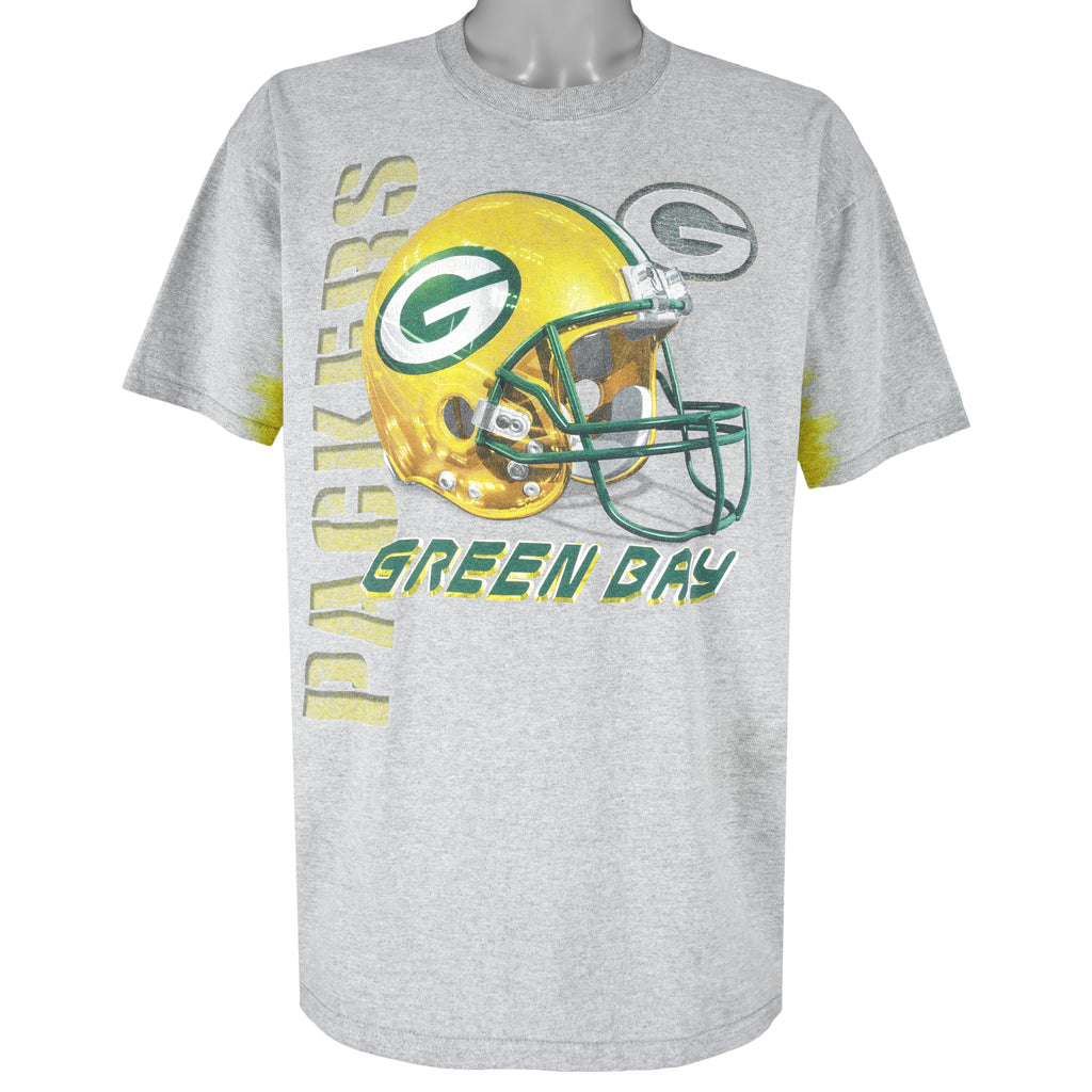 NFL - Green Bay Packers Helmet Single Stitch T-Shirt 1990s X-Large Vintage Retro Football