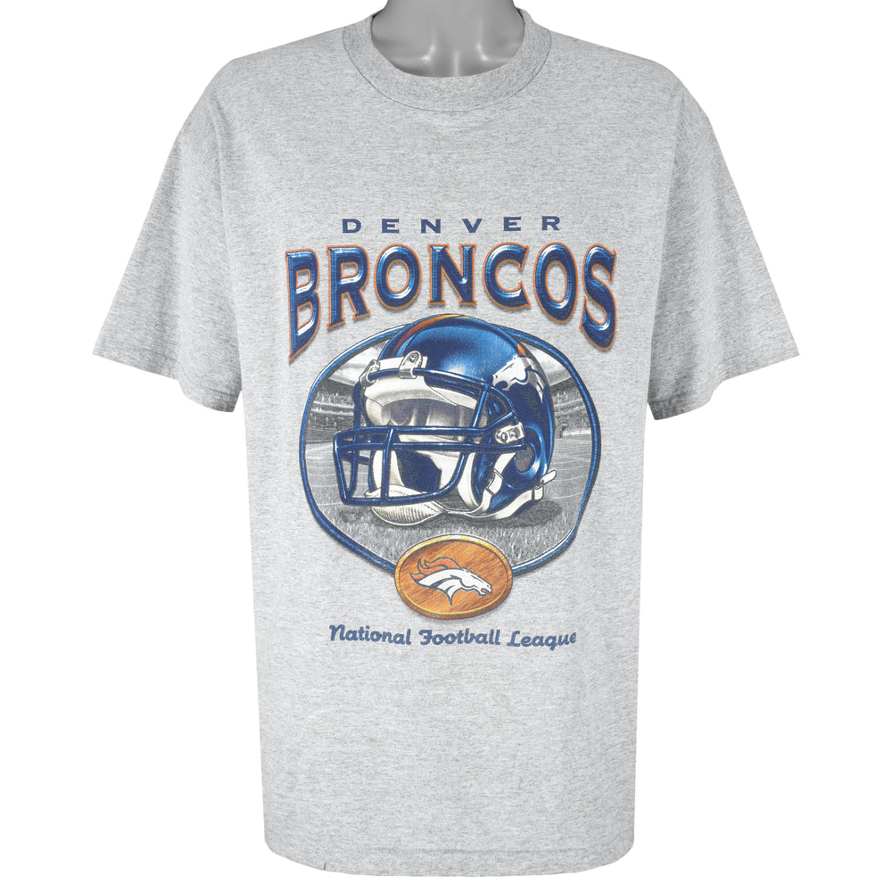 NFL - Denver Broncos Helmet Single Stitch T-Shirt 1990s X-Large Vintage Retro Football