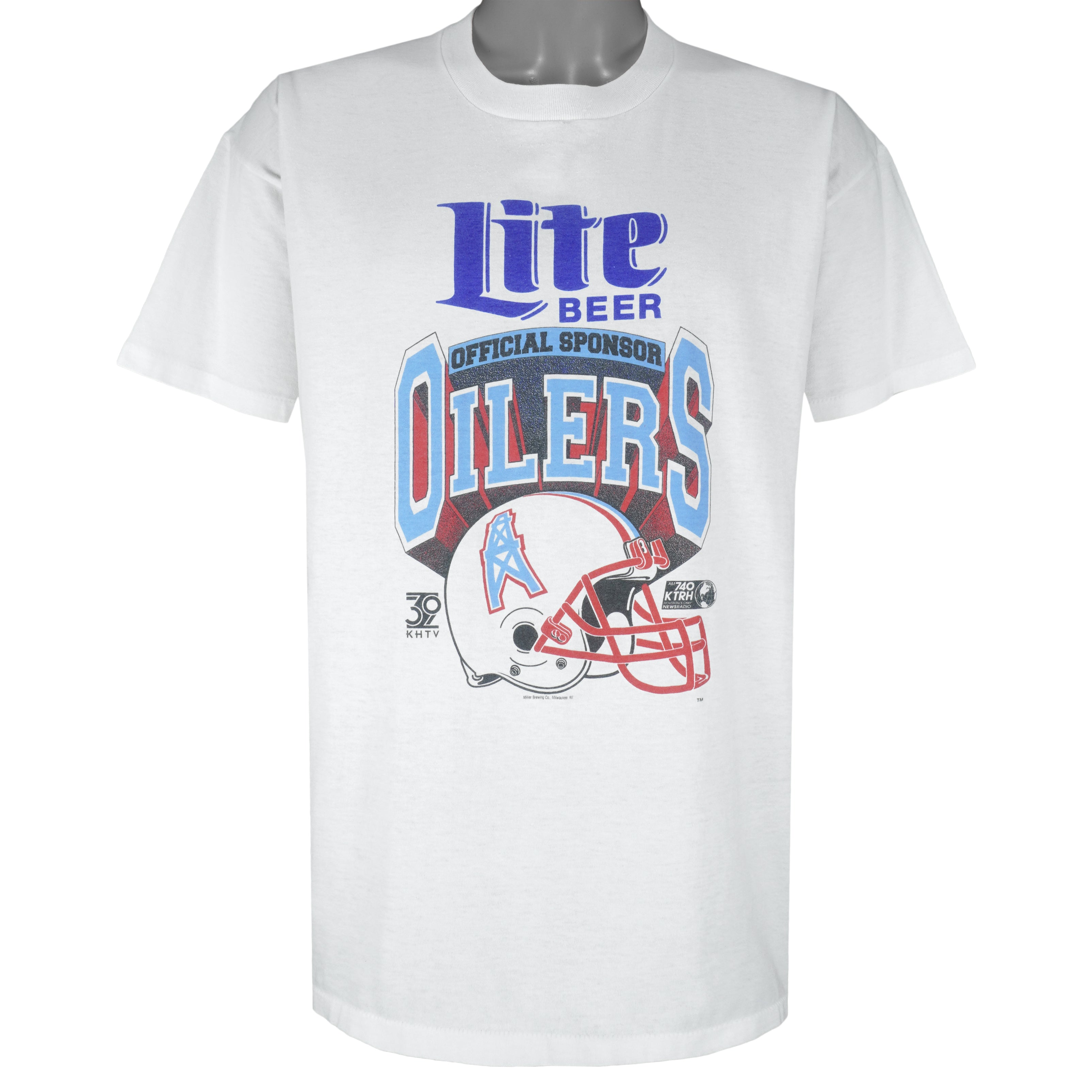 NFL - Houston Oilers Lite Beer Official Sponsor T-Shirt 1990s Large