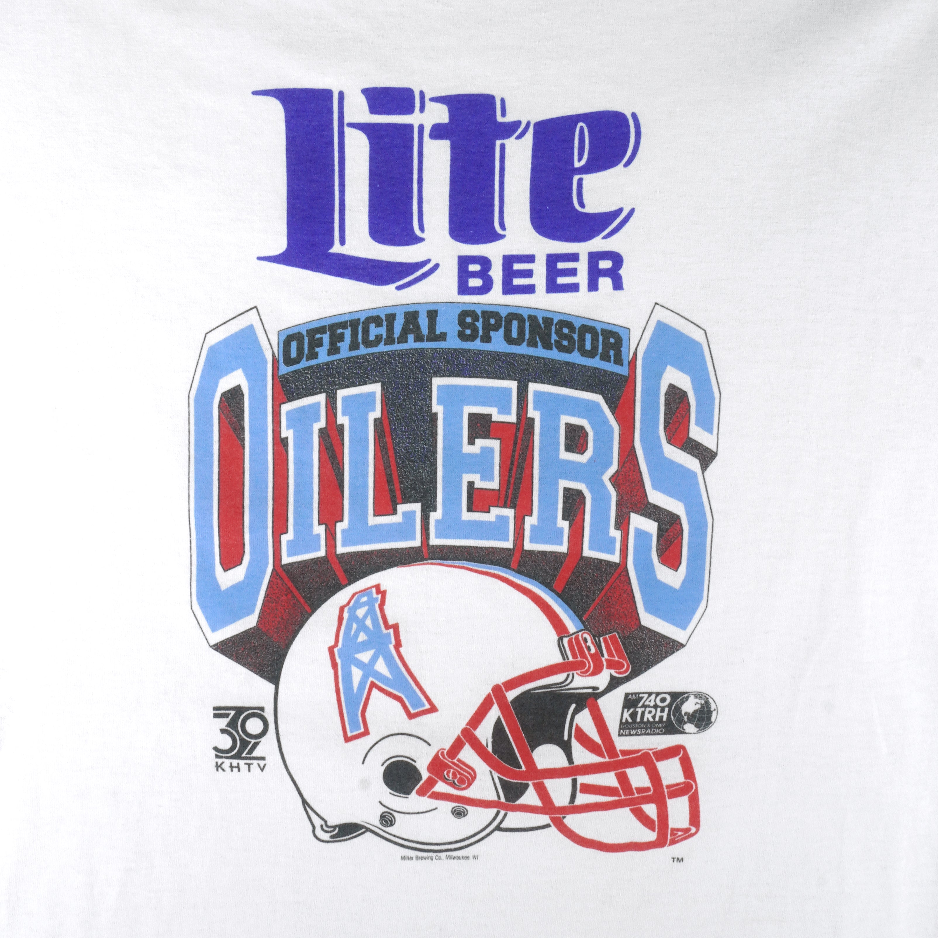 NFL - Houston Oilers Lite Beer Official Sponsor T-Shirt 1990s Large