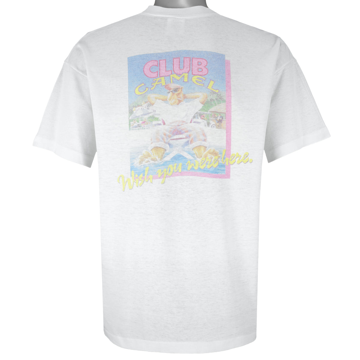 Vintage (Camel) - Beach Club Wish You Were Here T-Shirt 1990s X-Large Vintage Retro