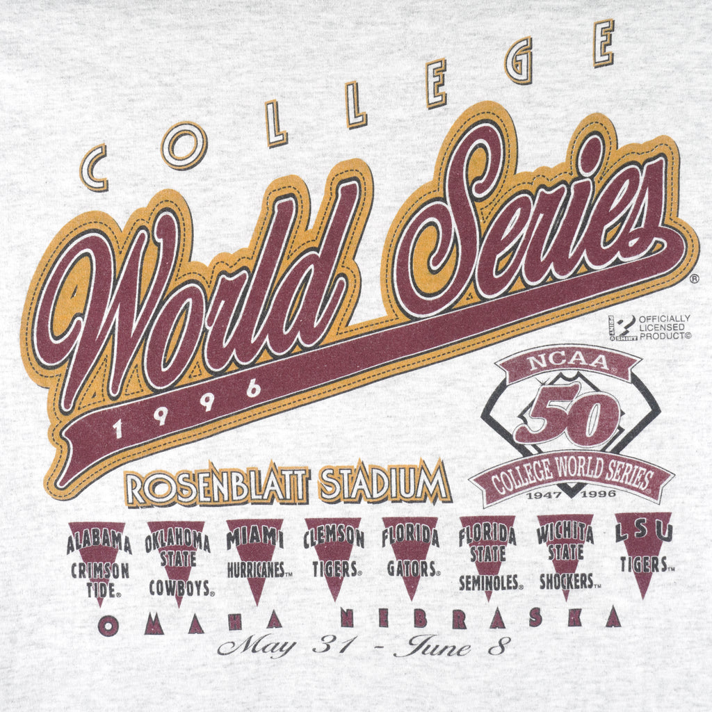 NCAA (Playerz) - College World Series Champs Rosenblatt Stadium T-Shirt 1996 X-Large Vintage Retro Football College 