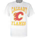 NHL - Calgary Flames Big Spell-Out T-Shirt 1990 Large Vintage Hockey