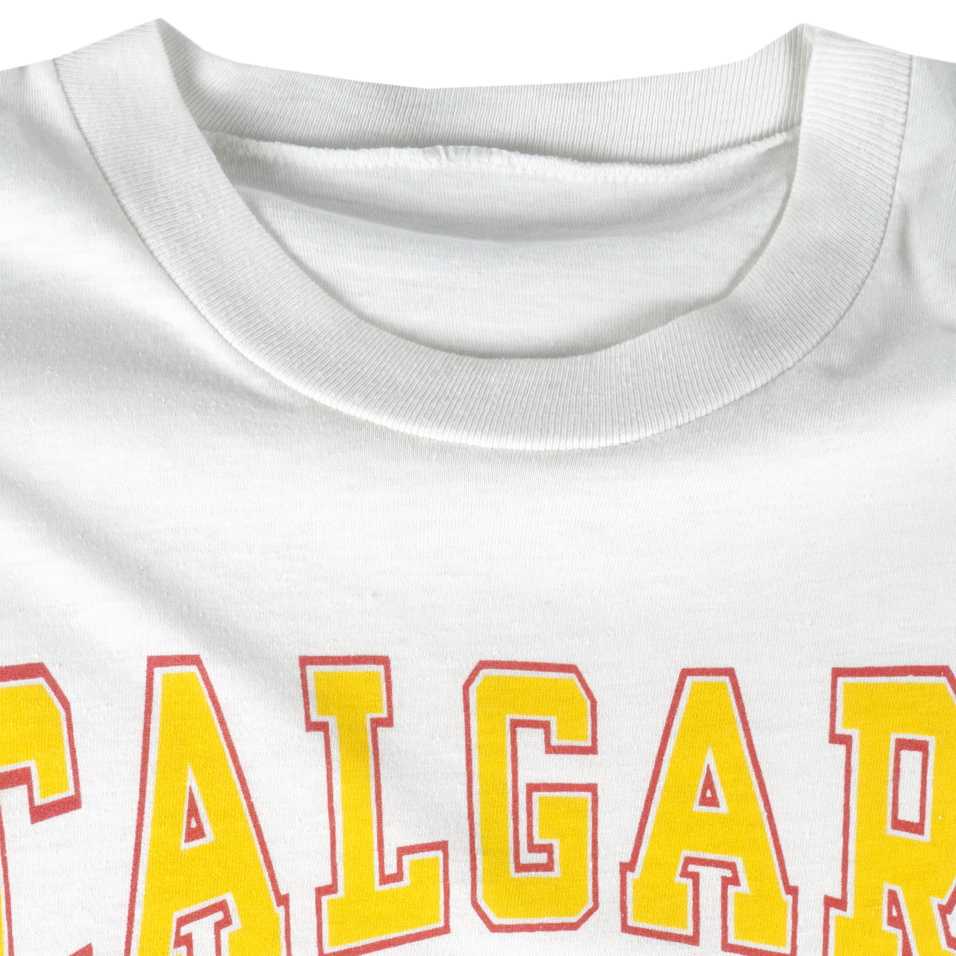 NHL - Calgary Flames Big Spell-Out T-Shirt 1990 Large Vintage Hockey