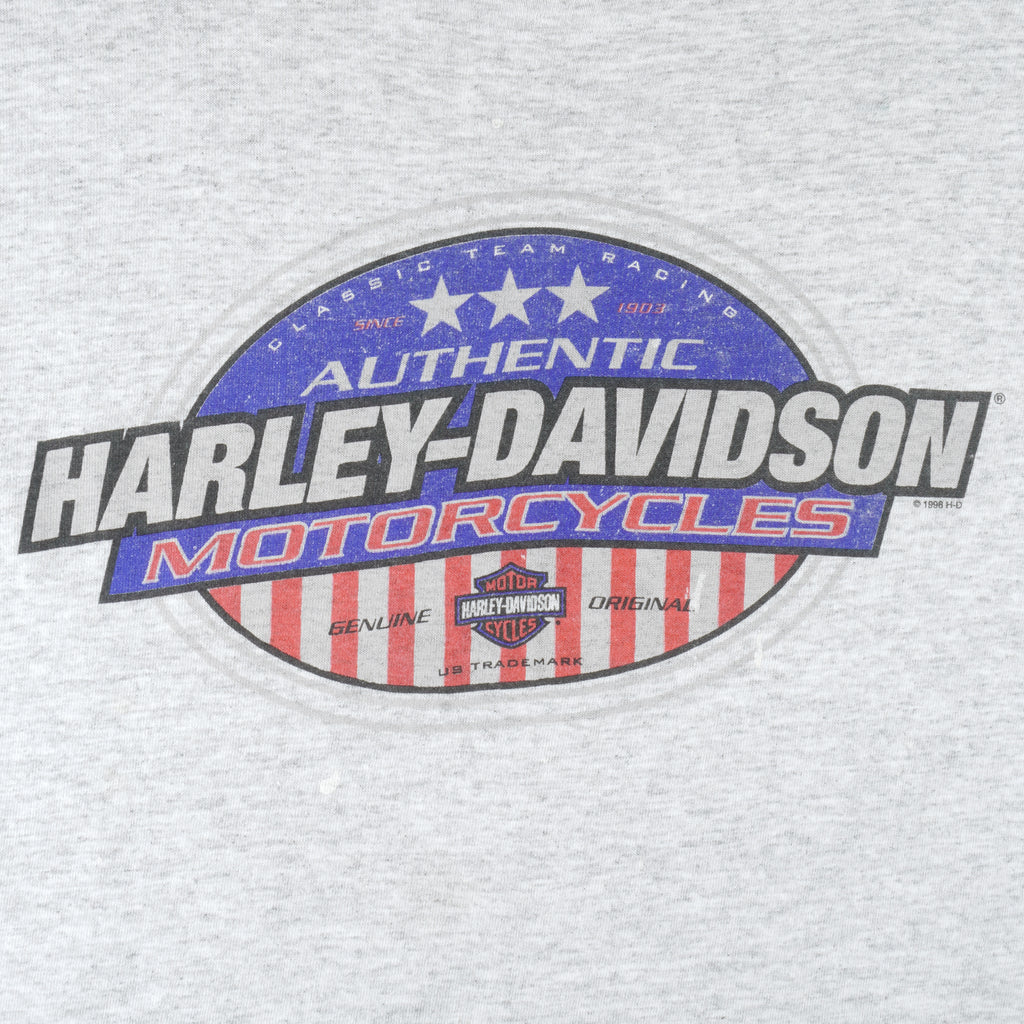 Harley Davidson - Grey Authentic Motorcycle Spell-Out T-Shirt 1996 X-Large Vintage Retro