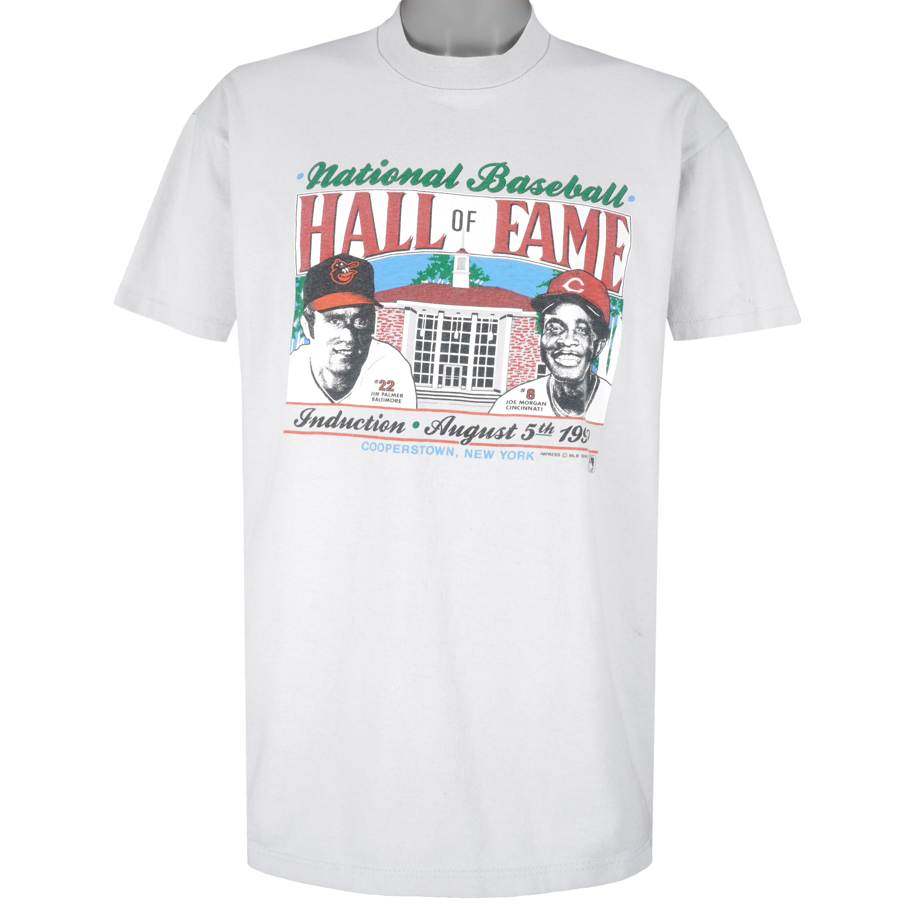 MLB (Stedman) - National Baseball Hall Of Fame Jim Palmer and Joe Morgan T-Shirt 1990 Large Vintage Retro Baseball