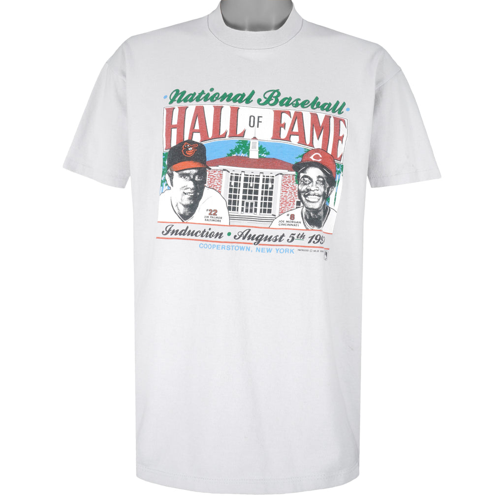 MLB (Stedman) - National Baseball Hall Of Fame Jim Palmer and Joe Morgan T-Shirt 1990 Large Vintage Retro Baseball