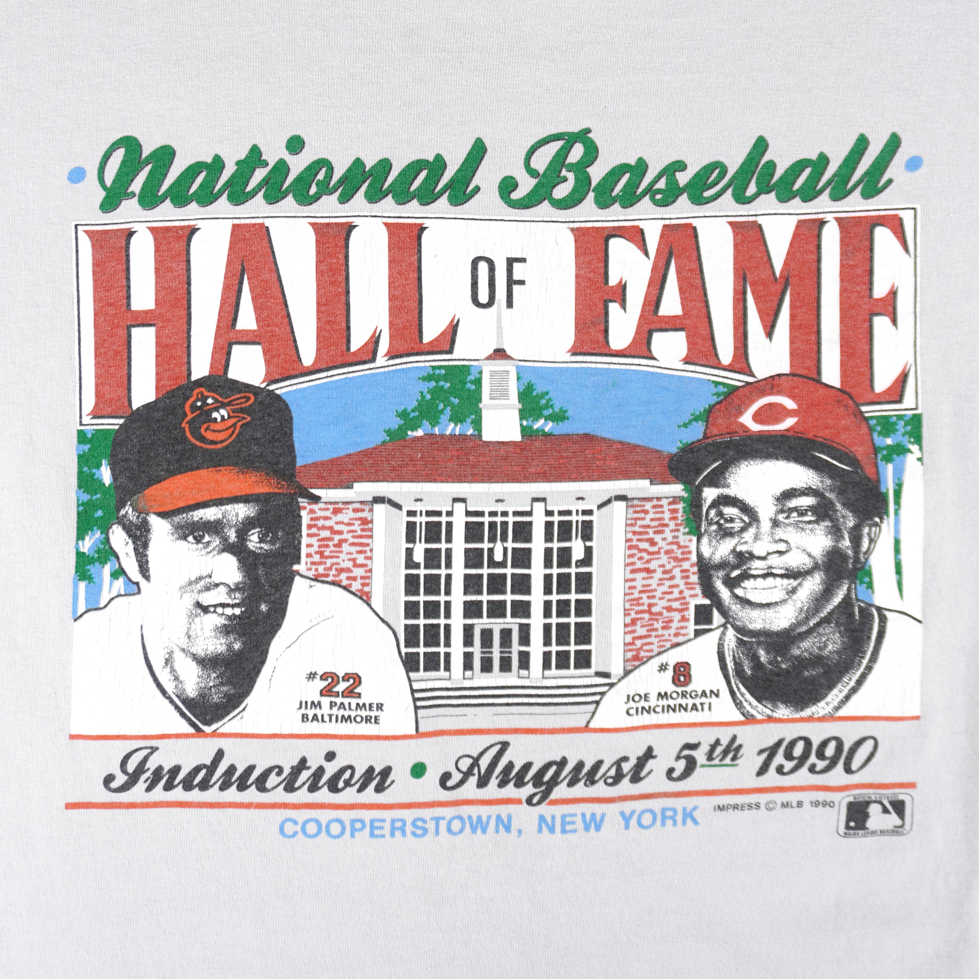 MLB (Stedman) - National Baseball Hall Of Fame Jim Palmer and Joe Morgan T-Shirt 1990 Large Vintage Retro Baseball