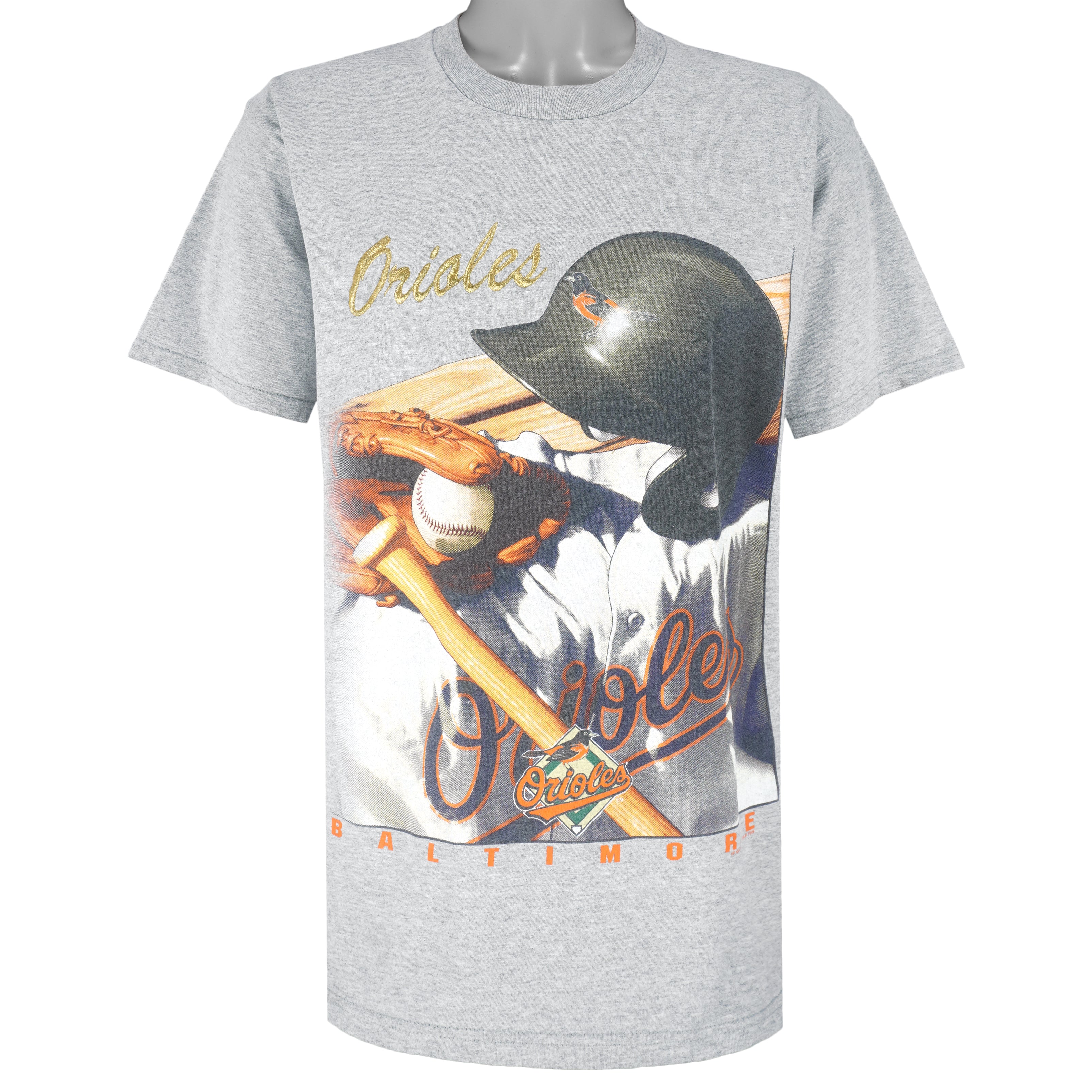MLB (CSA) - Baltimore Orioles Helmet Single Stitch T-Shirt 1999 Large