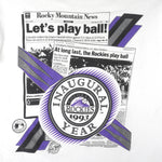 MLB (Front Pages) - Colorado Rockies Inaugural Year Let's Play Ball T-Shirt 1993 Large Vintage Retro Baseball