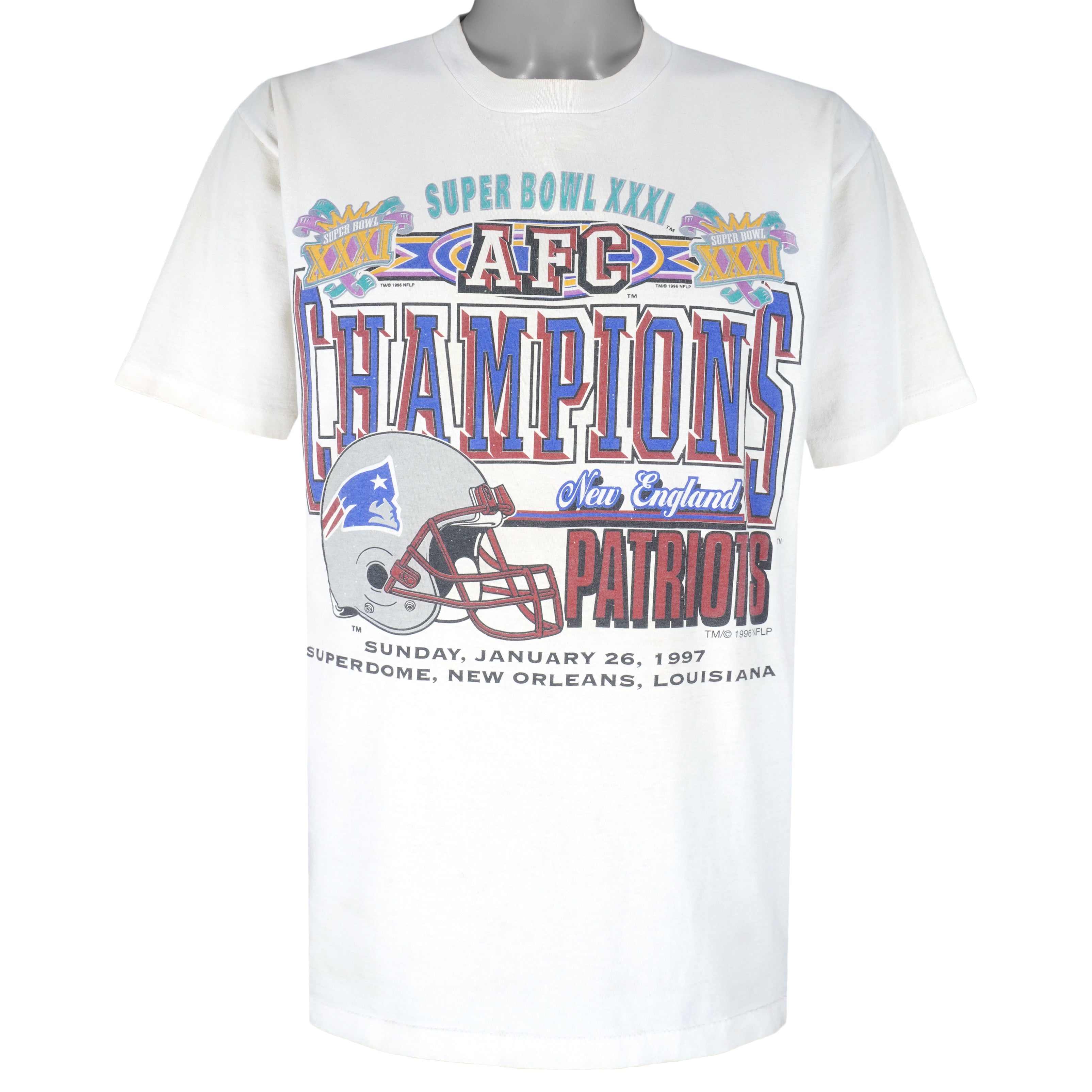 NFL - New England Patriots Super Bowl T-Shirt 1997 Large Vintage Retro Football