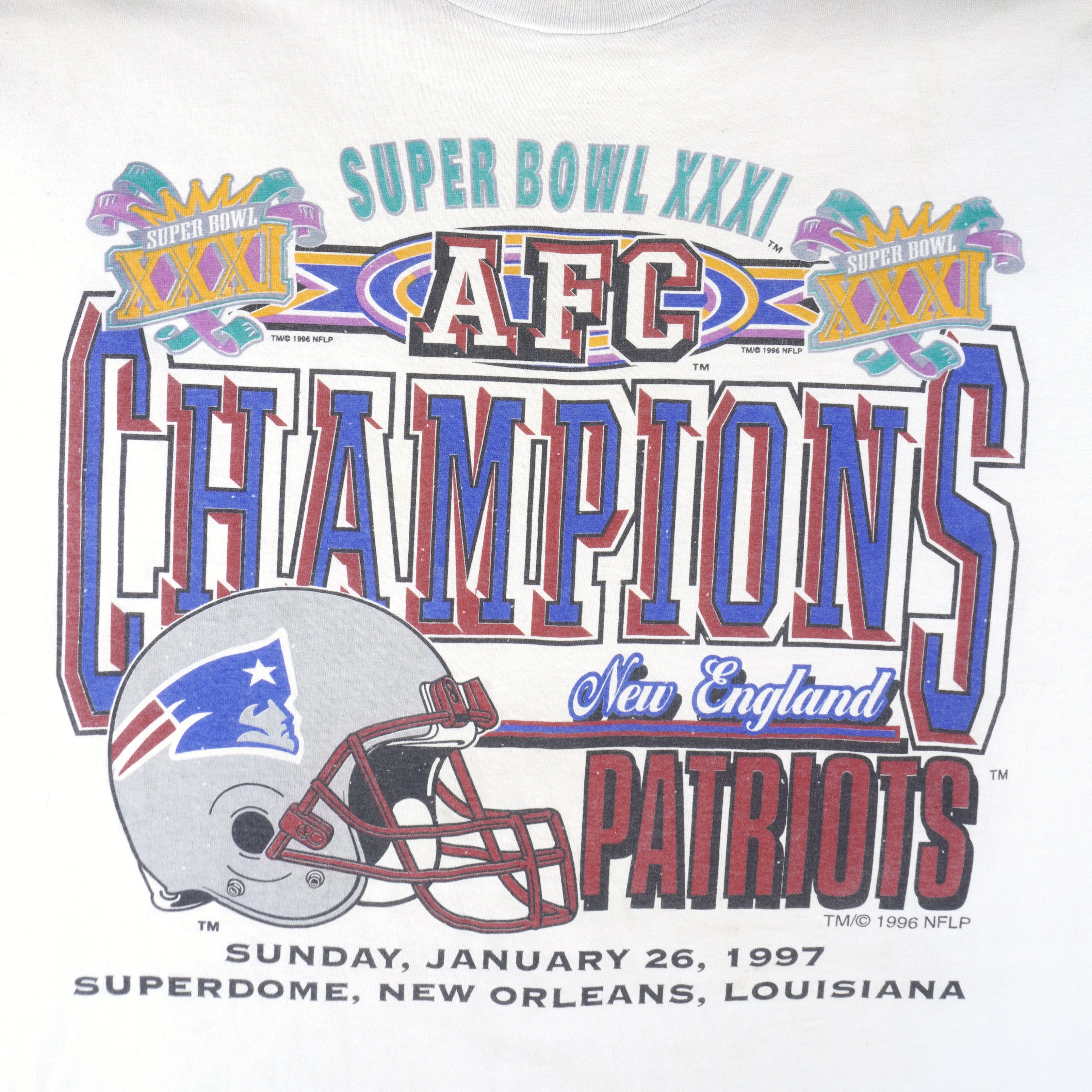 NFL - New England Patriots Super Bowl T-Shirt 1997 Large Vintage Retro Football