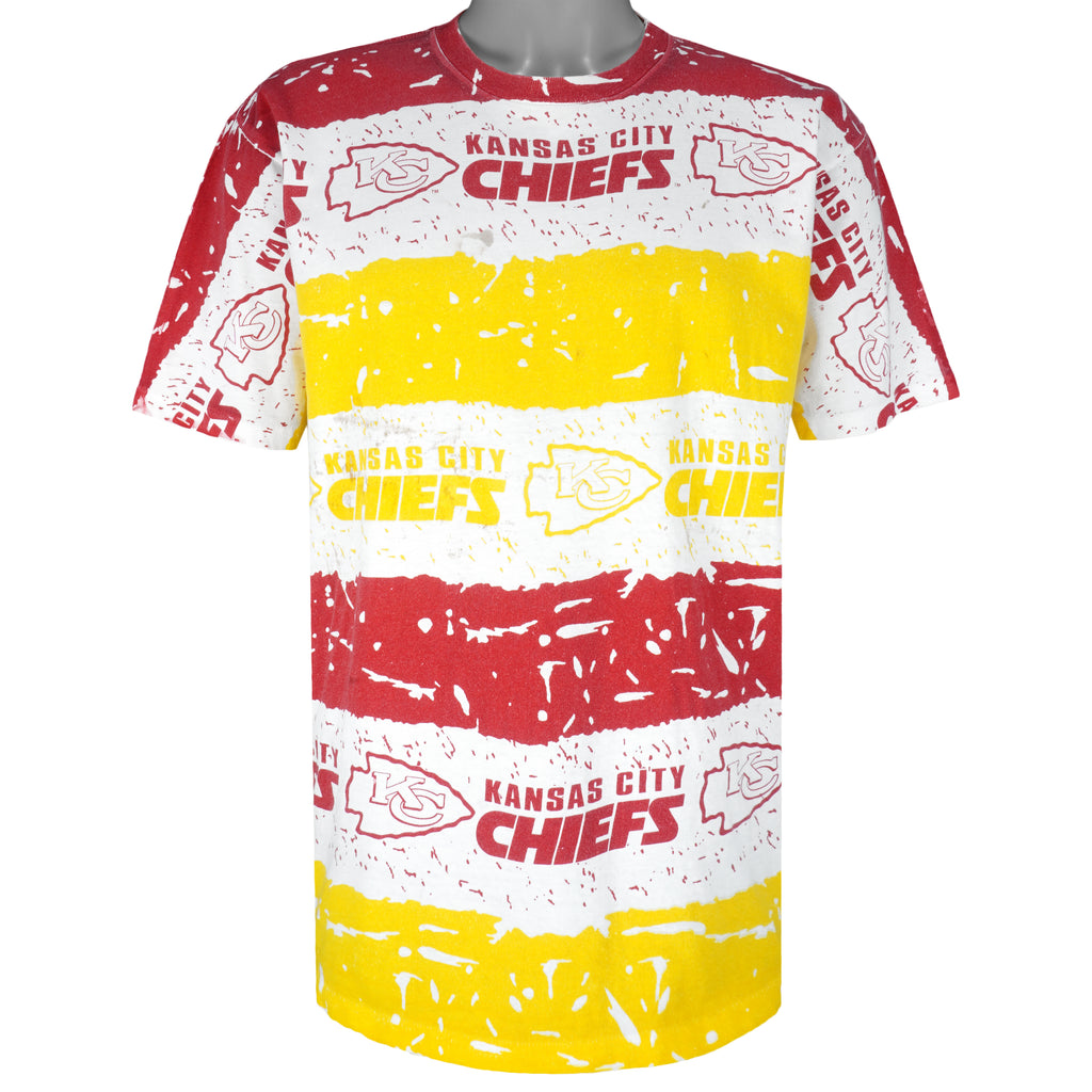 NFL (Hanes) - Kansas City Chiefs All Over Print T-Shirt 1990s Large Vintage retro football