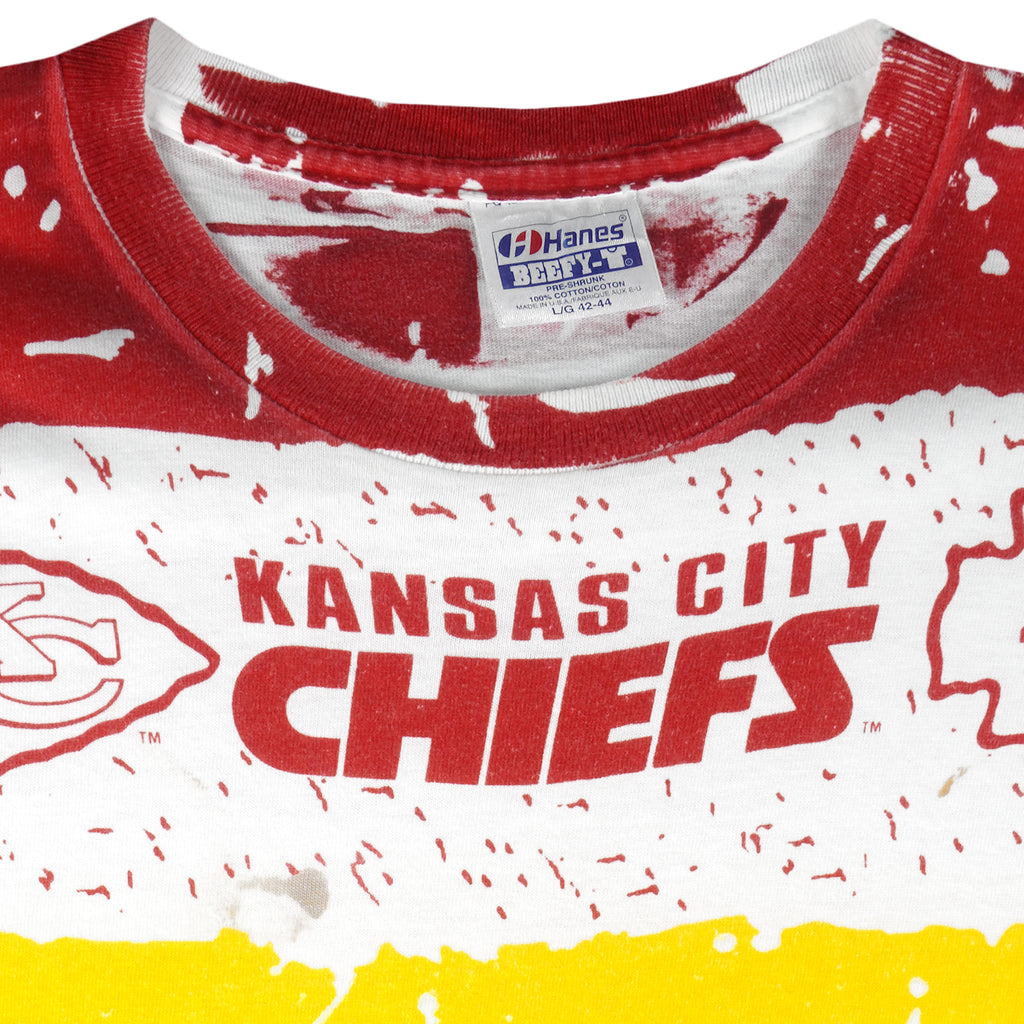 NFL (Hanes) - Kansas City Chiefs All Over Print T-Shirt 1990s Large Vintage retro football