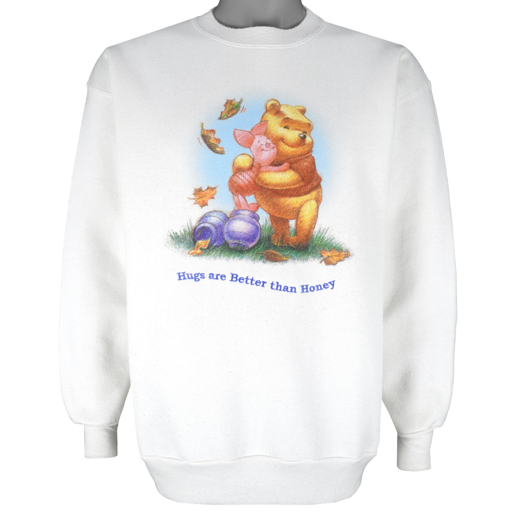 Disney - Winnie The Pooh Hugs Are Better Than Honey Crew Neck Sweatshirt 1990s Medium Vintage Retro