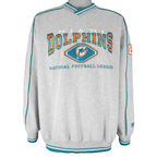 NFL (Lee) - Miami Dolphins Embroidered Crew Neck Sweatshirt 1990s Large Vintage Retro Football