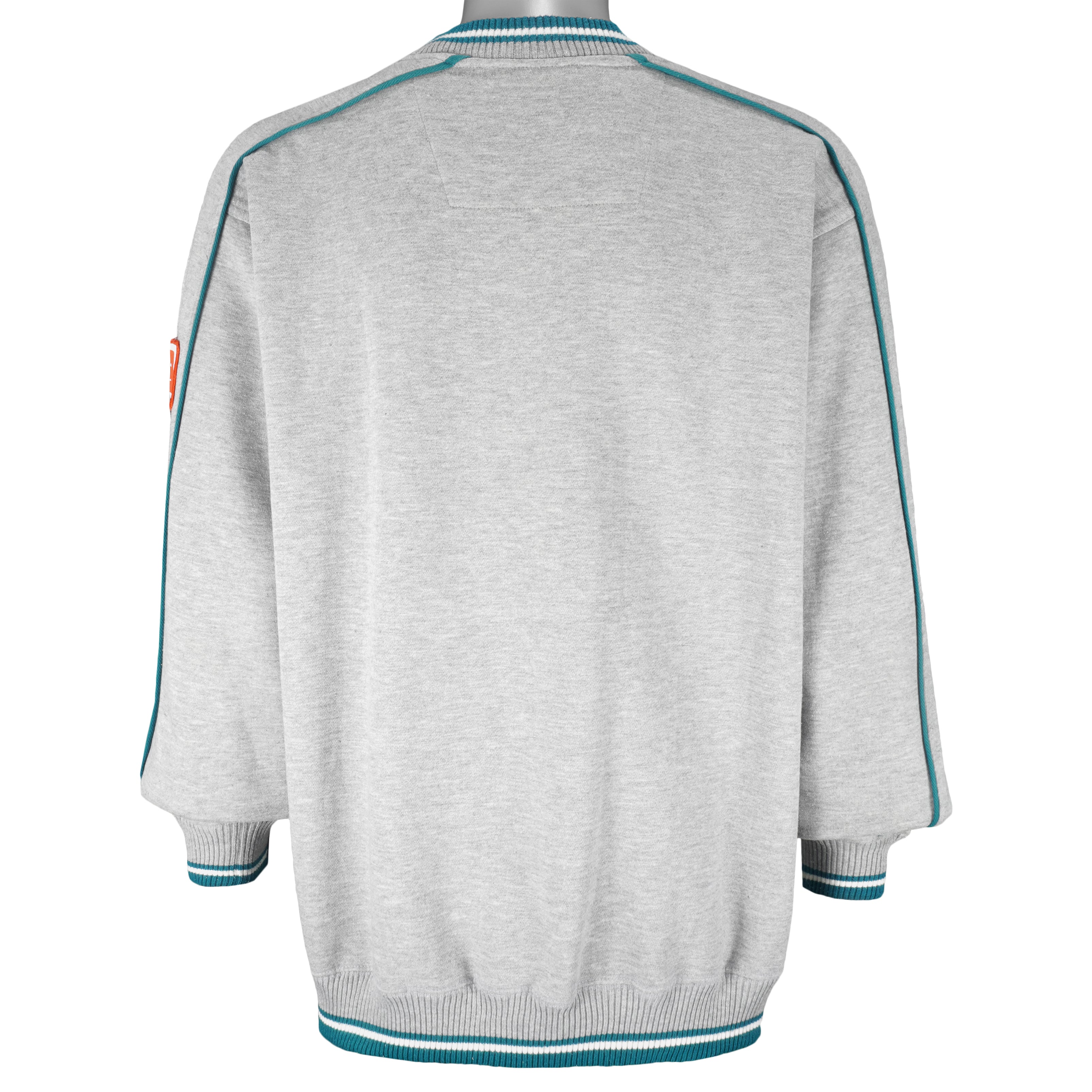 NFL (Lee) - Miami Dolphins Embroidered Crew Neck Sweatshirt 1990s Large Vintage Retro Football