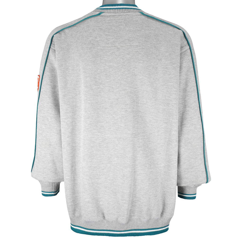 NFL (Lee) - Miami Dolphins Embroidered Crew Neck Sweatshirt 1990s Large Vintage Retro Football