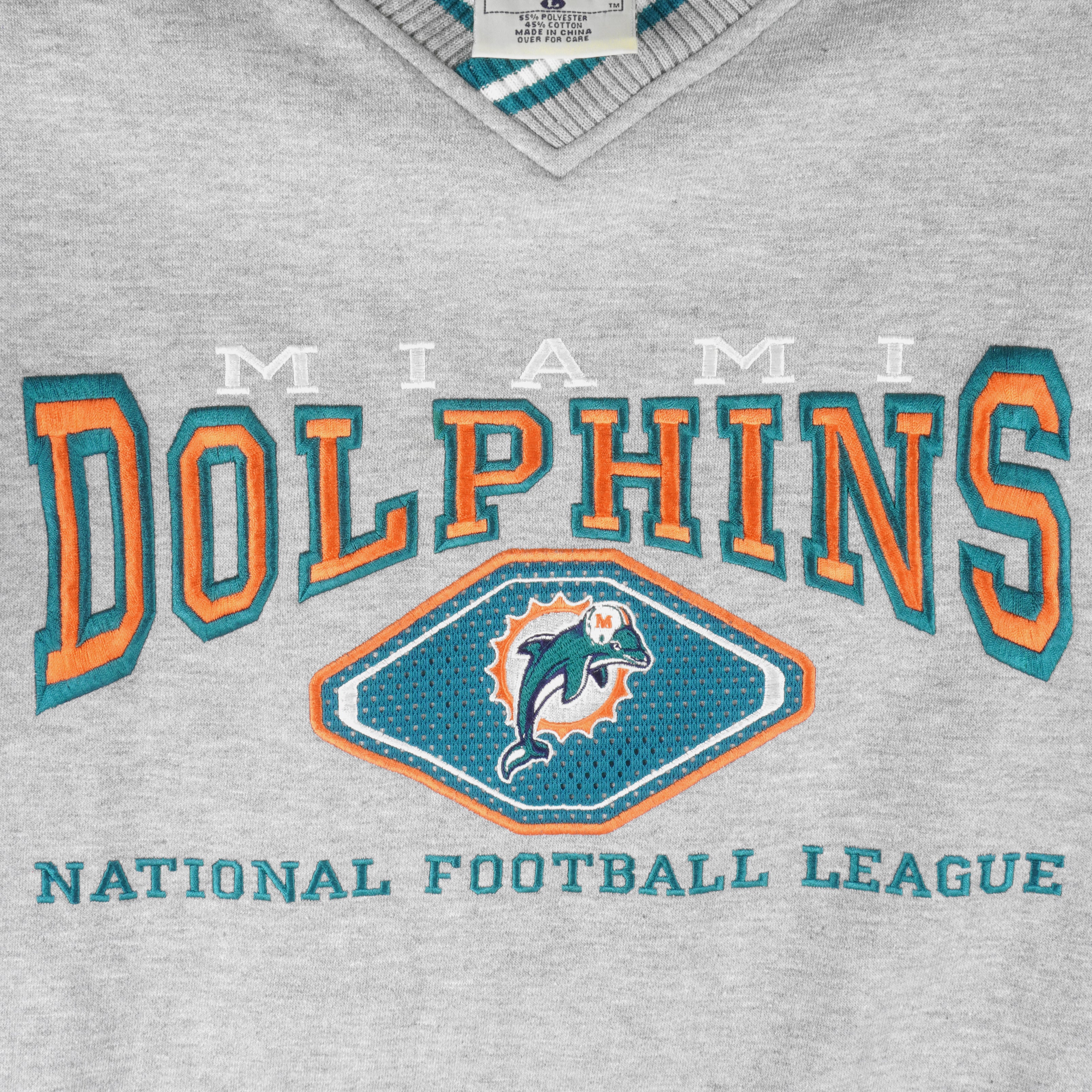 NFL (Lee) - Miami Dolphins Embroidered Crew Neck Sweatshirt 1990s Large Vintage Retro Football