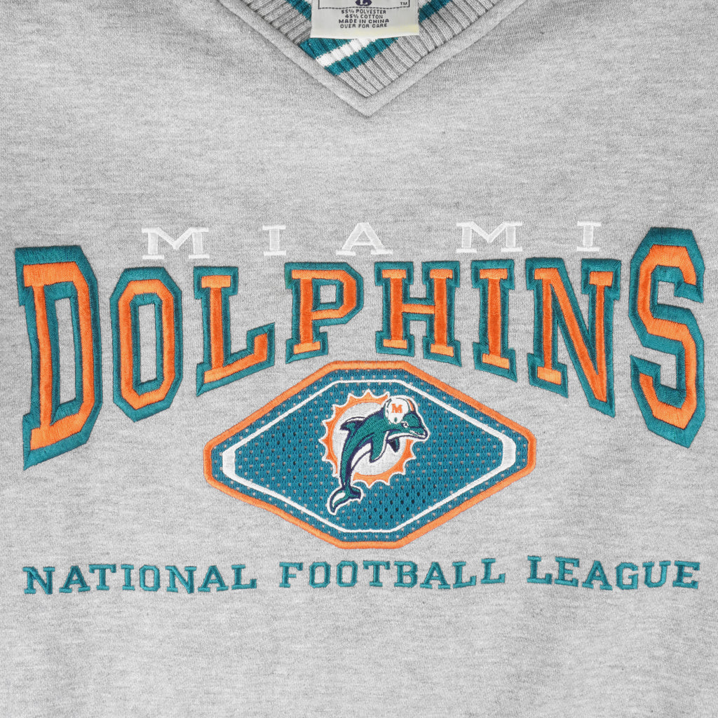 NFL (Lee) - Miami Dolphins Embroidered Crew Neck Sweatshirt 1990s Large Vintage Retro Football