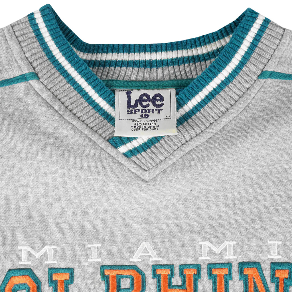 NFL (Lee) - Miami Dolphins Embroidered Crew Neck Sweatshirt 1990s Large Vintage Retro Football