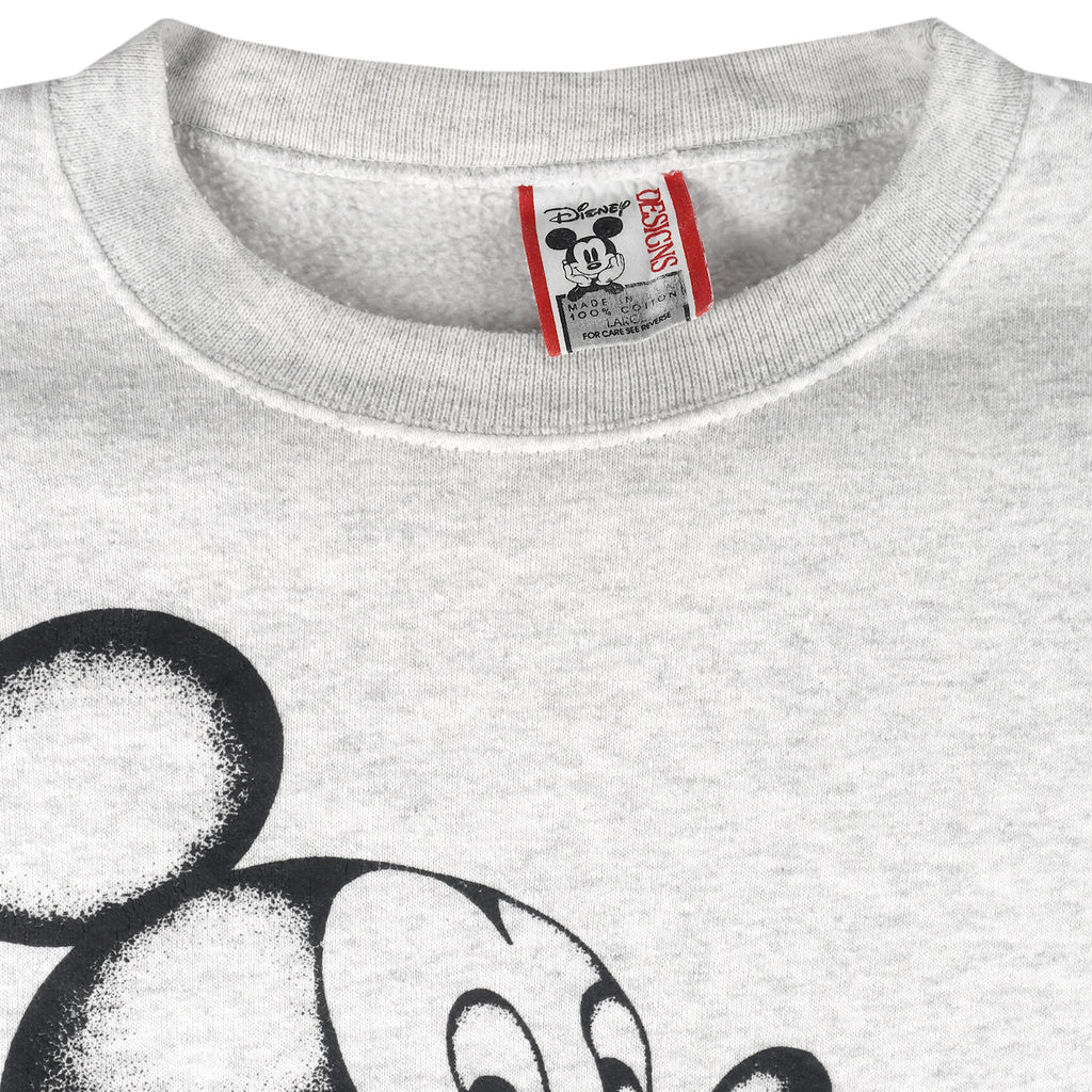 Disney - Mickey Mouse Crew Neck Sweatshirt 1990s Large Vintage Retro