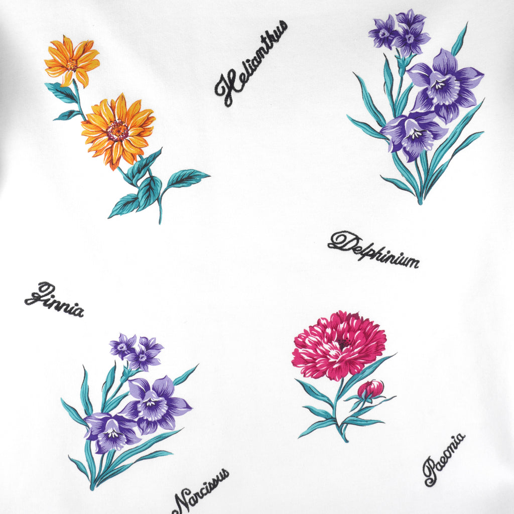 Vintage (Delta) - Flowers Print Dahlia Delphinium Crew Neck Sweatshirt 1990s Large Vintage Retro