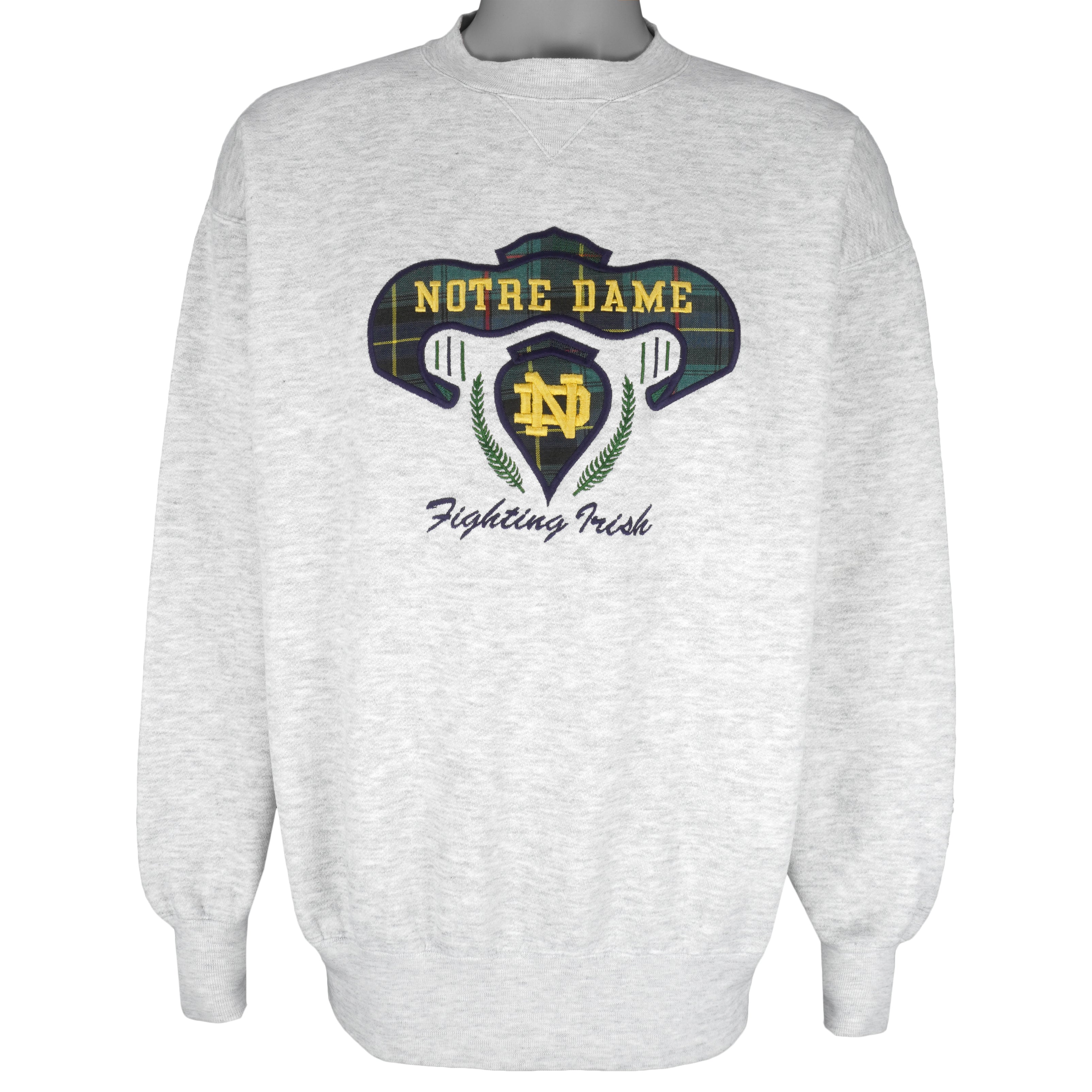 NCAA (Midwest) - Notre Dame Fighting Irish Embroidered Sweatshirt 1990s X-Large Vintage Retro Football College