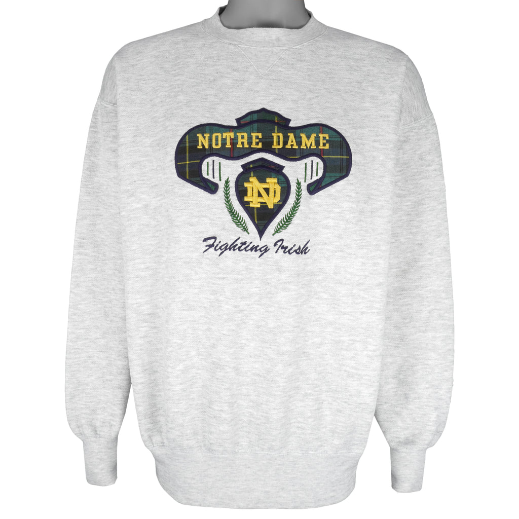 NCAA (Midwest) - Notre Dame Fighting Irish Embroidered Sweatshirt 1990s X-Large Vintage Retro Football College