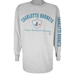 NBA (Logo Athletic) - Charlotte Hornets Long Sleeved Shirt 1990s X-Large