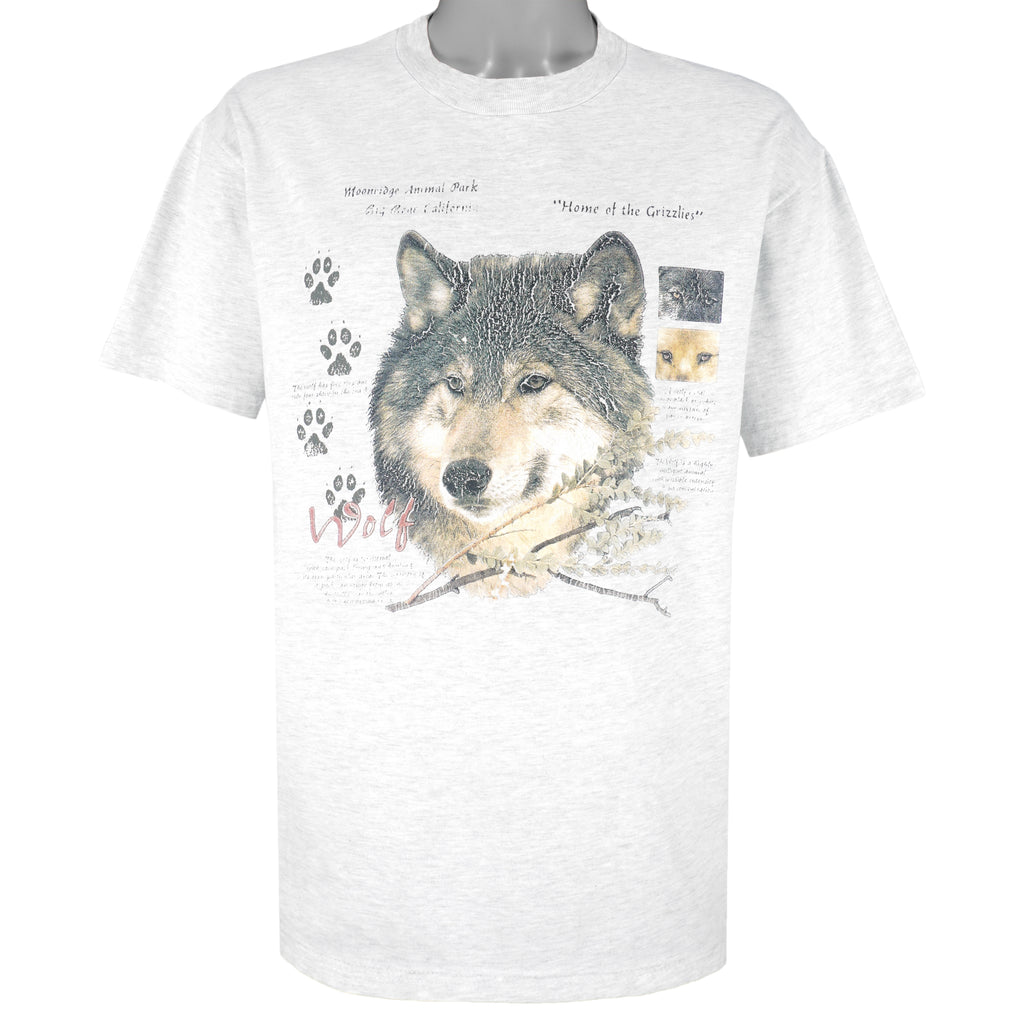 Vintage - Moonridge Animal Park Wolf Single Stitch T-Shirt 1990s Large Vintage Retro