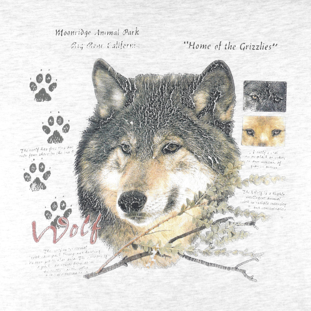 Vintage - Moonridge Animal Park Wolf Single Stitch T-Shirt 1990s Large Vintage Retro