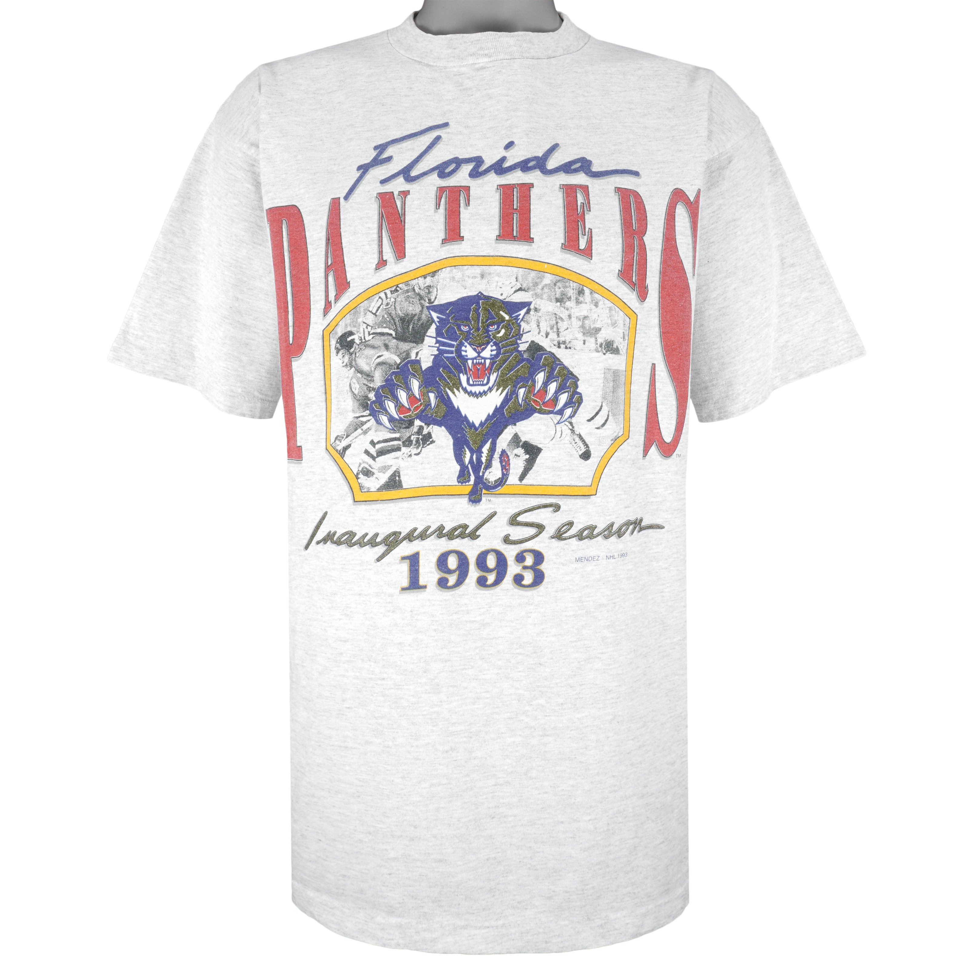 NHL (Mendez) - Florida Panthers Inaugural Season Single Stitch T-Shirt 1993 X-Large Vintage Retro Hockey
