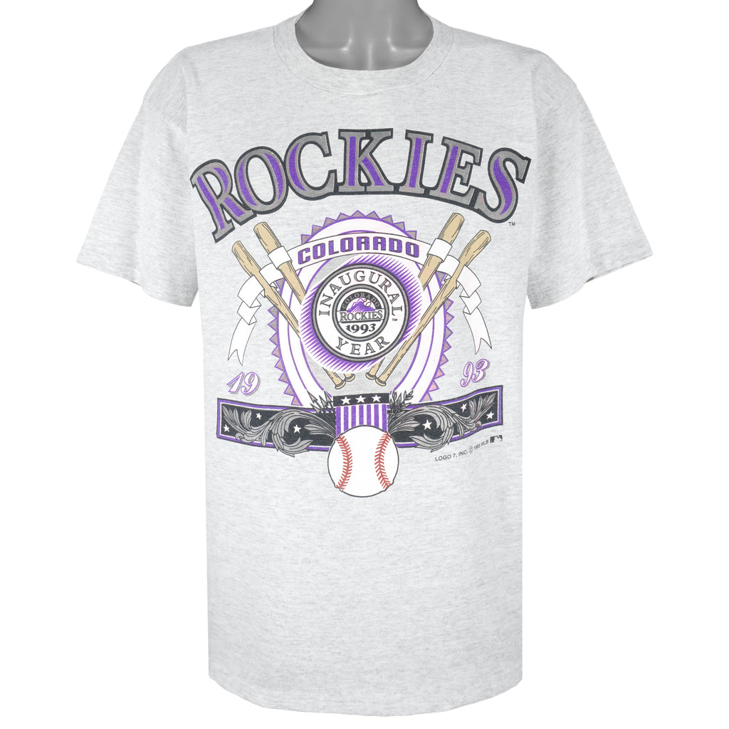 MLB (Tultex) - Colorado Rockies Single Stitch T-Shirt 1993 X-Large Vintage Retro Baseball