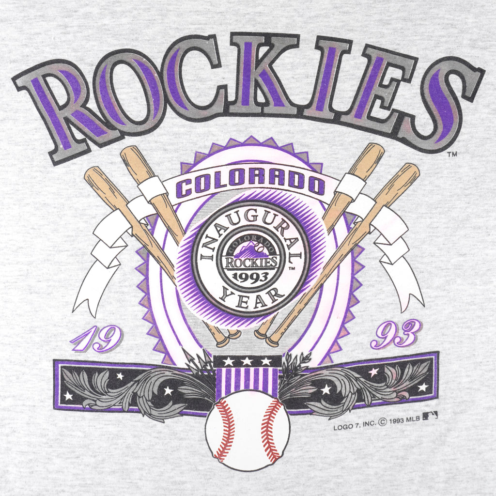MLB (Tultex) - Colorado Rockies Single Stitch T-Shirt 1993 X-Large Vintage Retro Baseball