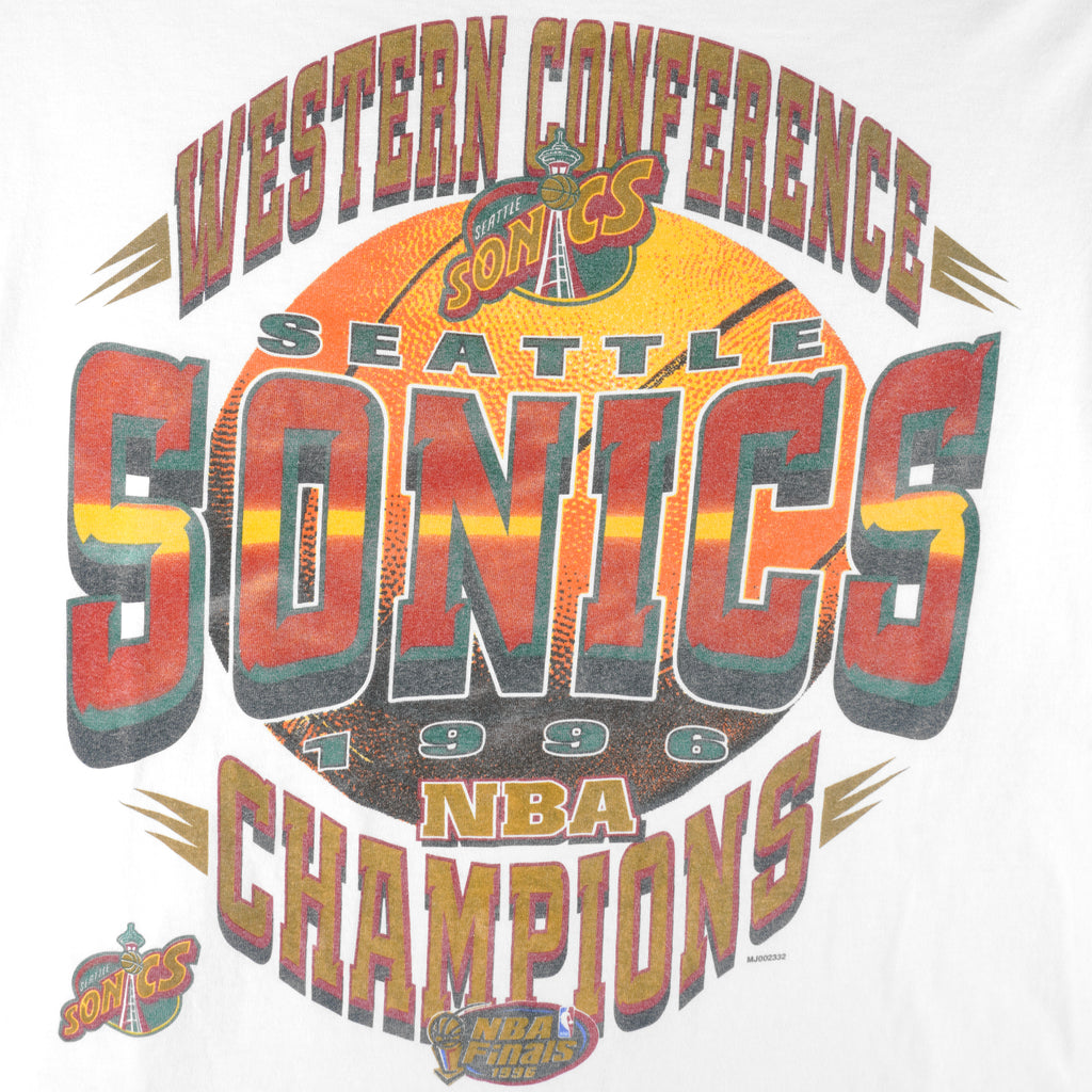 NBA (Gildan) - Seattle SuperSonics Finals T-Shirt 1996 Large Vintage Retro Basketball