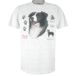Vintage (Jerzees) - Border Collie Great Britain Dog Breed T-Shirt 1990s Medium Vintage Retro
