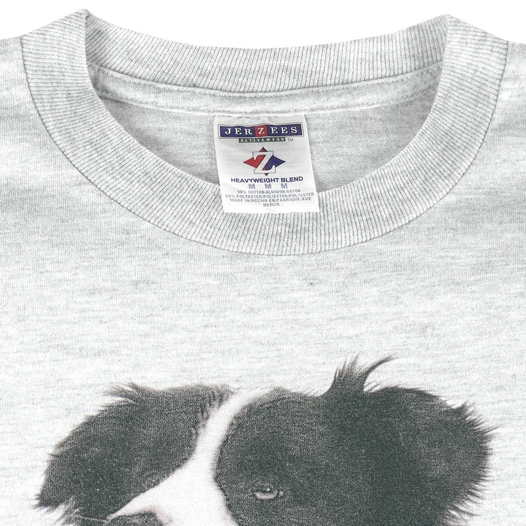 Vintage (Jerzees) - Border Collie Great Britain Dog Breed T-Shirt 1990s Medium Vintage Retro