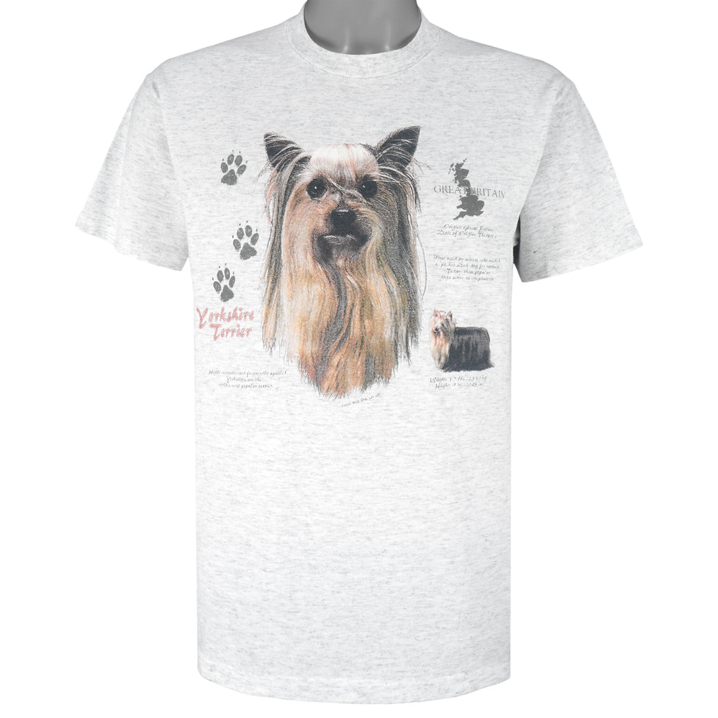 Vintage (Jerzees) - Yorkshire Terrier Great Britain Single Stitch T-Shirt 1990s Medium Vintage Retro