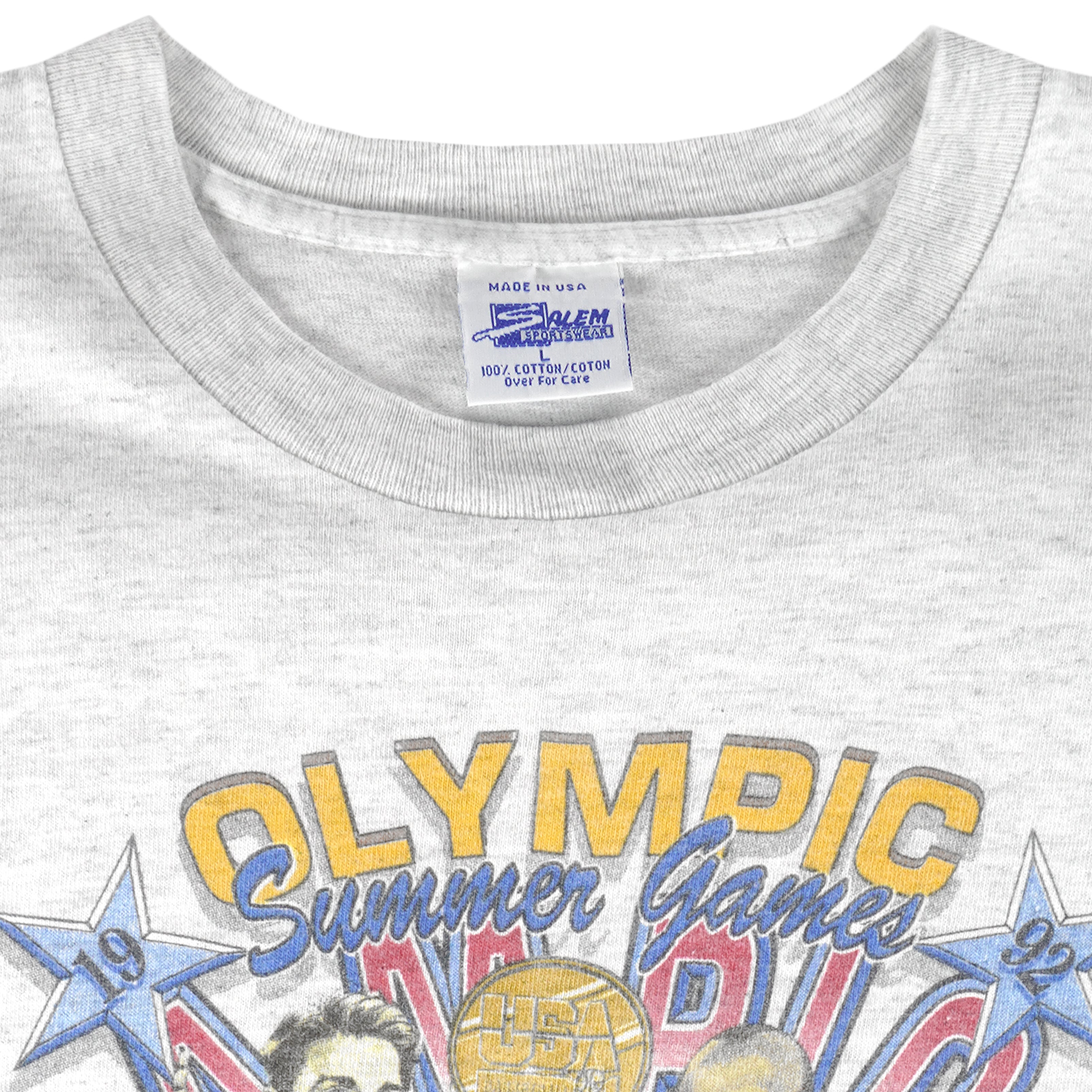 NBA (Salem) - USA Dream Team Olympic Summer Game Caricature T-Shirt 1992 Large Vintage Retro Basketball