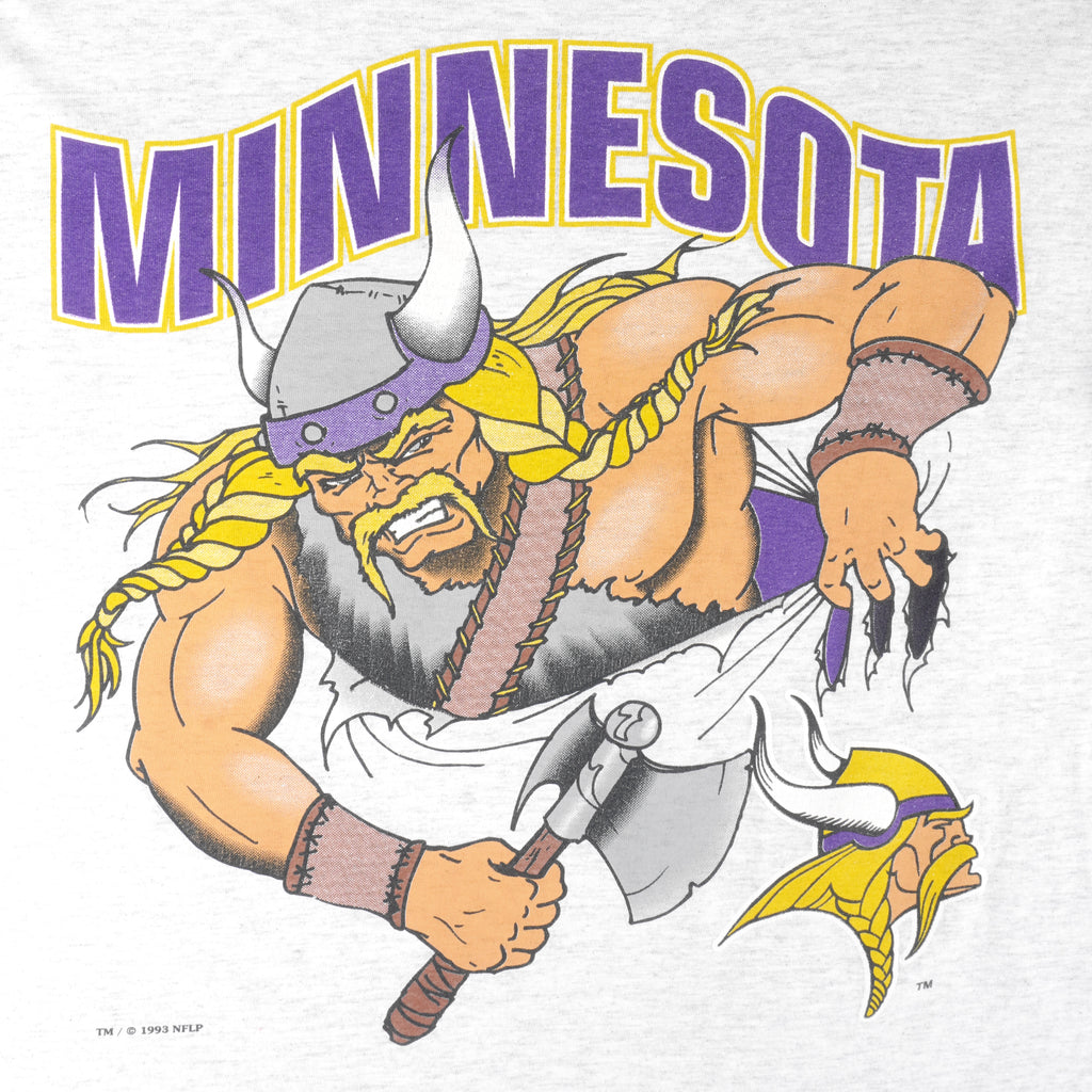 NFL (Nutmeg) - Minnesota Vikings Breakout Single Stitch T-Shirt 1993 Large Vintage Retro Football