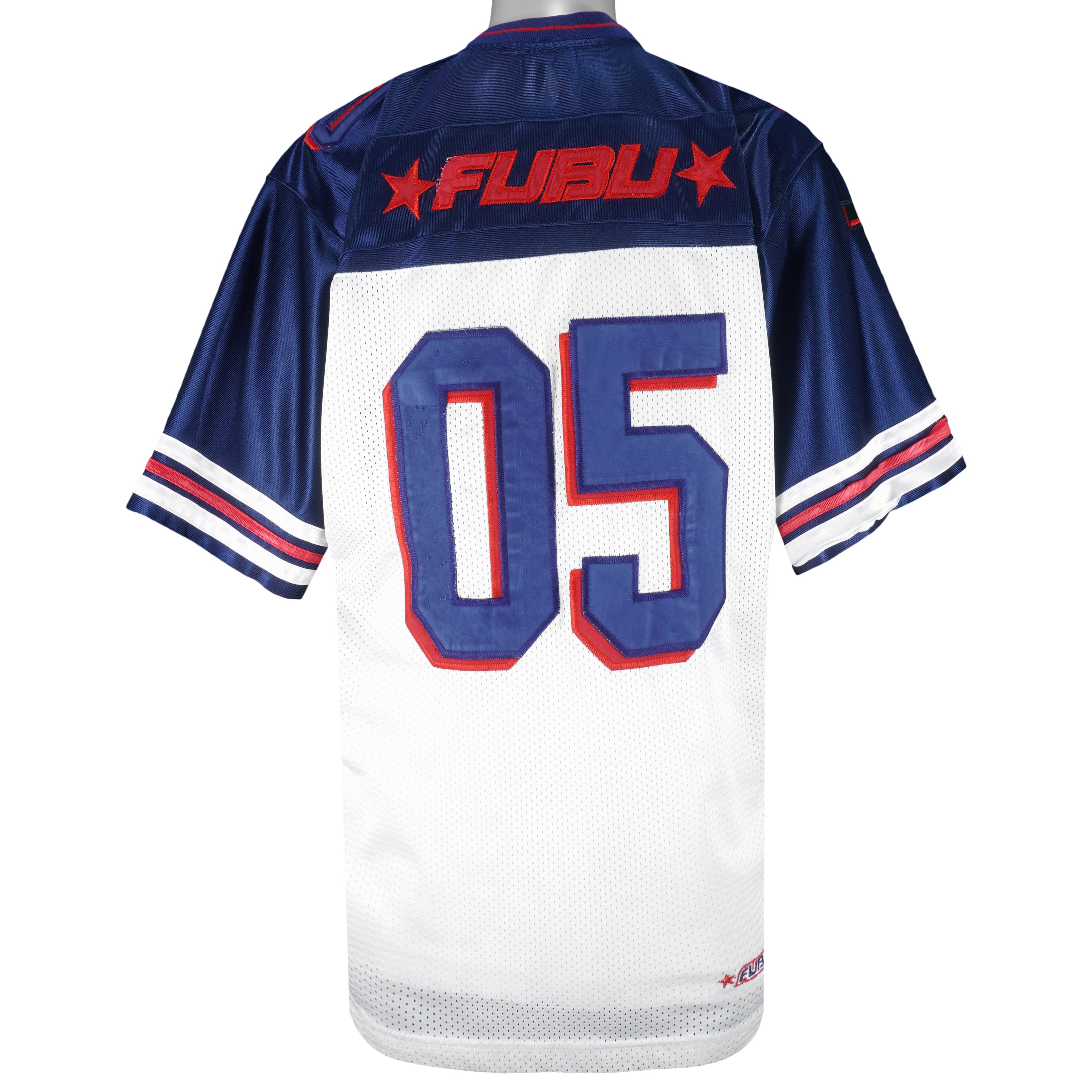 FUBU -  White with Blue 05 Jersey T-Shirt 1990s Medium Vintage Retro