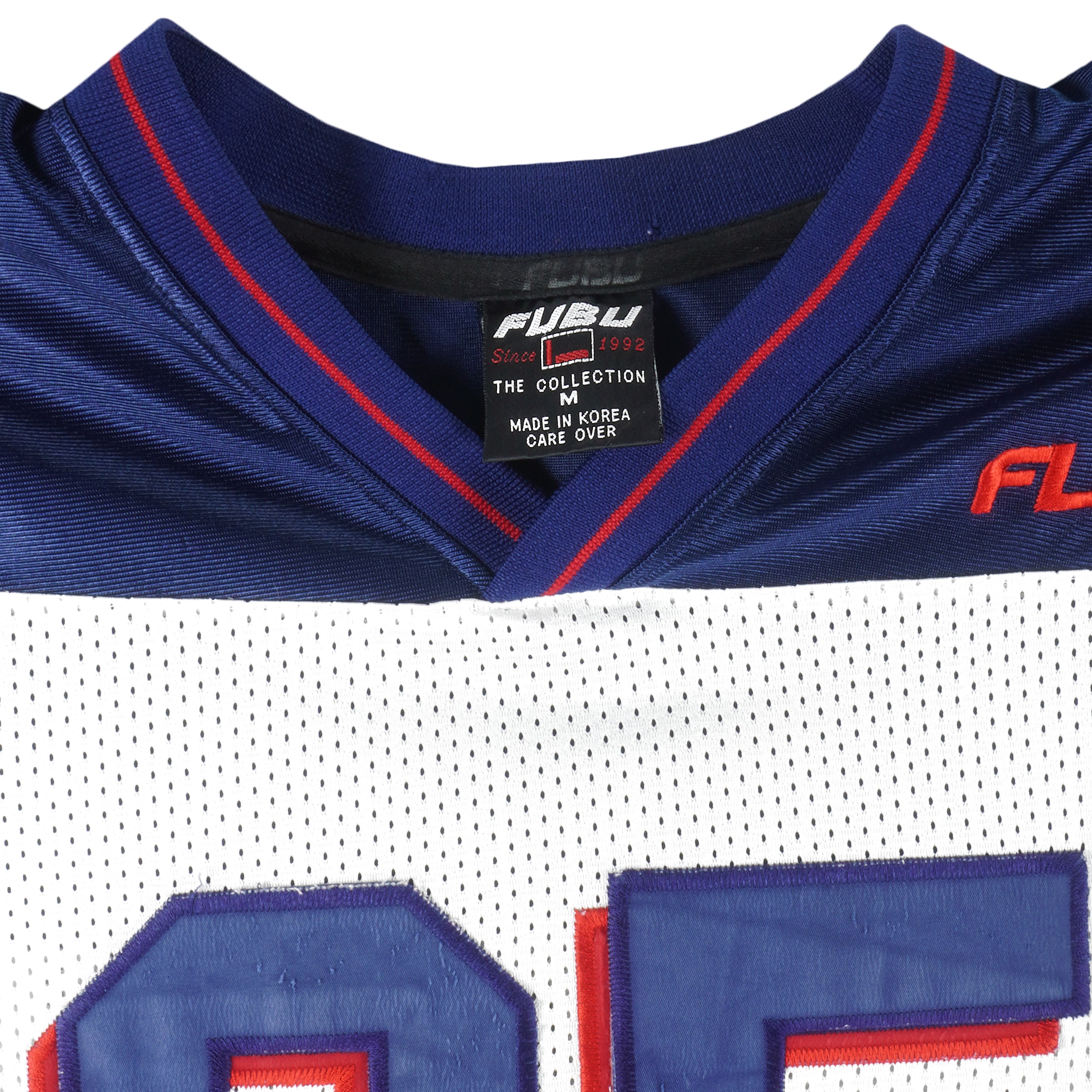 FUBU -  White with Blue 05 Jersey T-Shirt 1990s Medium Vintage Retro