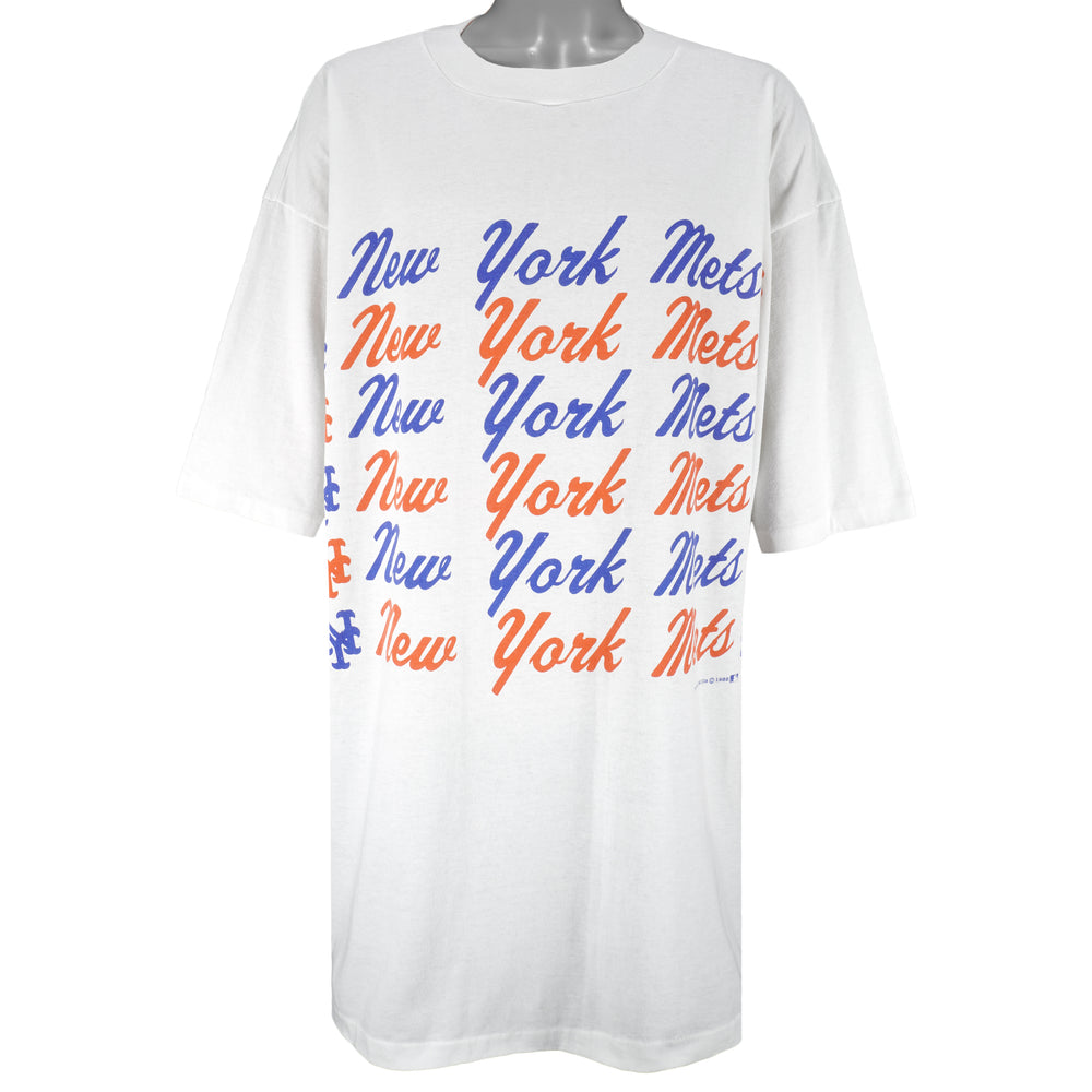 MLB (Nutmeg) - New York Mets Single Stitch Long T-Shirt 1990s XX-Large Vintage Retro Baseball